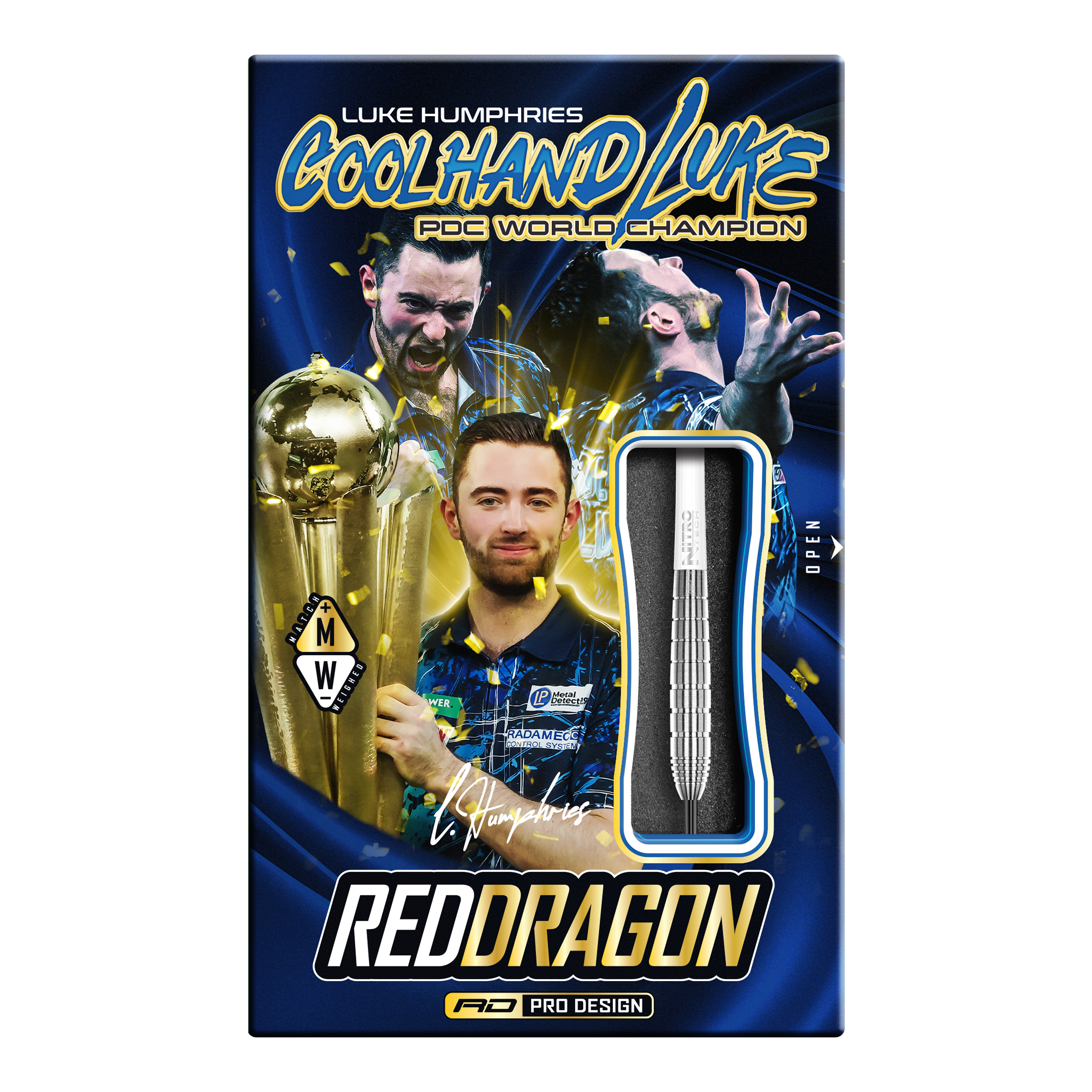 Dardos de acero Red Dragon Luke Humphries TX1 Pioneer Die Abbildung zeigt die Red Dragon Luke Humphries TX1 Pioneer Steeldarts. Es handelt sich um hochwertige Steeldarts für professionelle Dartspieler.