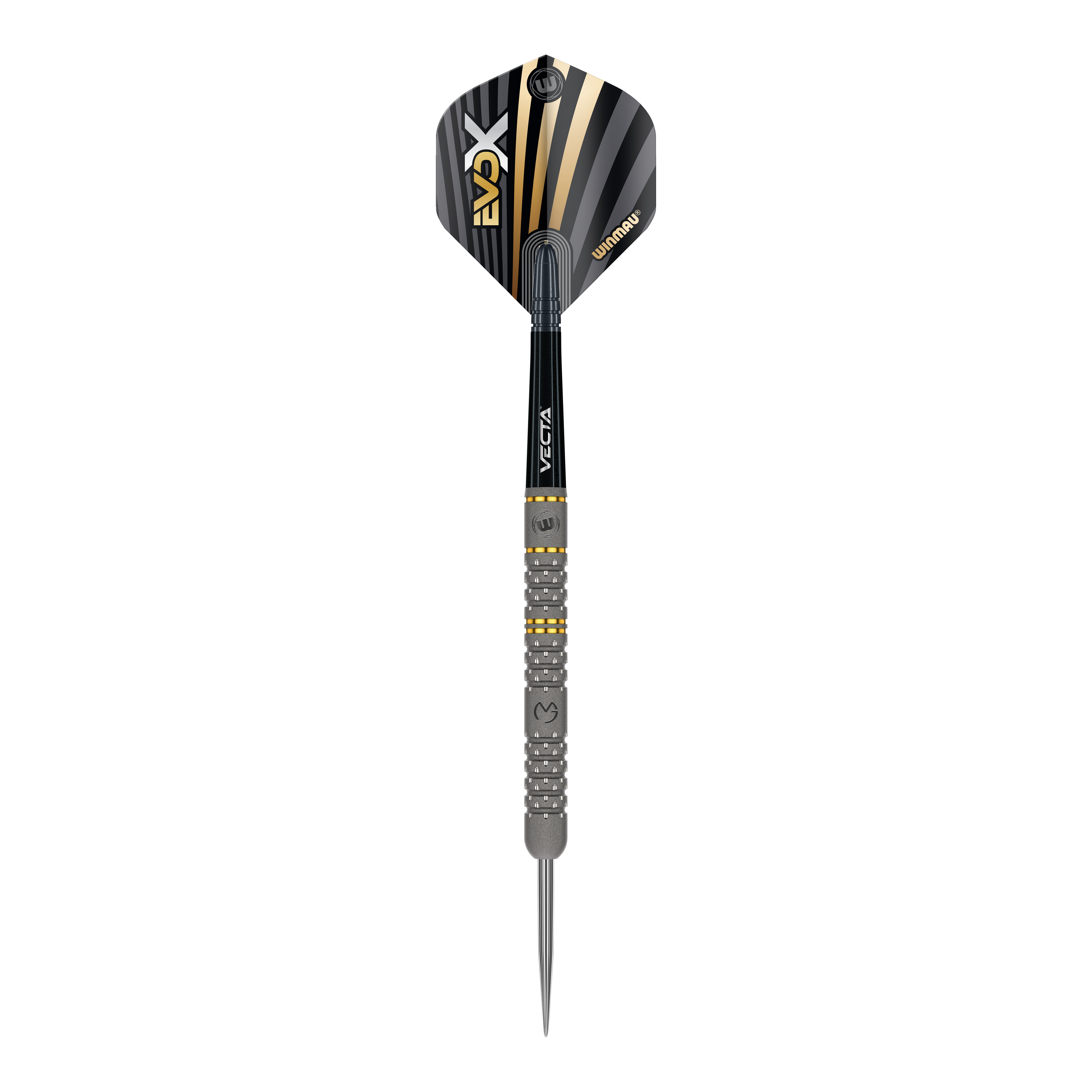 Dardos de acero Winmau Michael Van Gerwen Evo-X Dies ist ein Winmau Michael Van Gerwen Evo-X Steeldart. Der Dartpfeil hat ein schwarz-goldenes Design und eine strukturierte Griffzone.