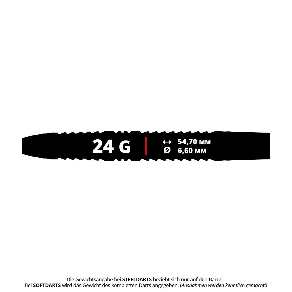 Dardos de acero Bulls NL Lerena Rietbergen - 24 g Das Produkt Bulls NL Lerena Rietbergen Steeldarts - 24g ist zu sehen. Die Steeldarts erscheinen in einer Nahaufnahme.