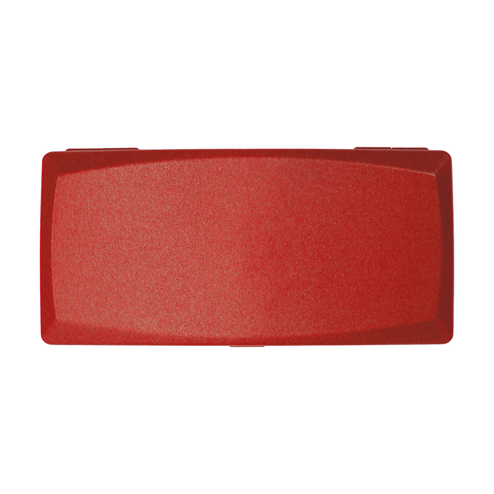 702-rot_ABS_Box_Rot_2 Auf dem Bild ist eine rechteckige, rote Box zu sehen. Die Box ist von oben fotografiert und hat eine glatte Oberfläche.