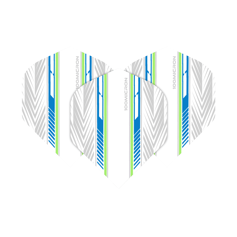 Vuelos de pentatlón blanco/azul/verde Ein Set der Pentathlon Flights weiß/ blau/ farbig ist abgebildet. Die Farben sind nebeneinander angeordnet.