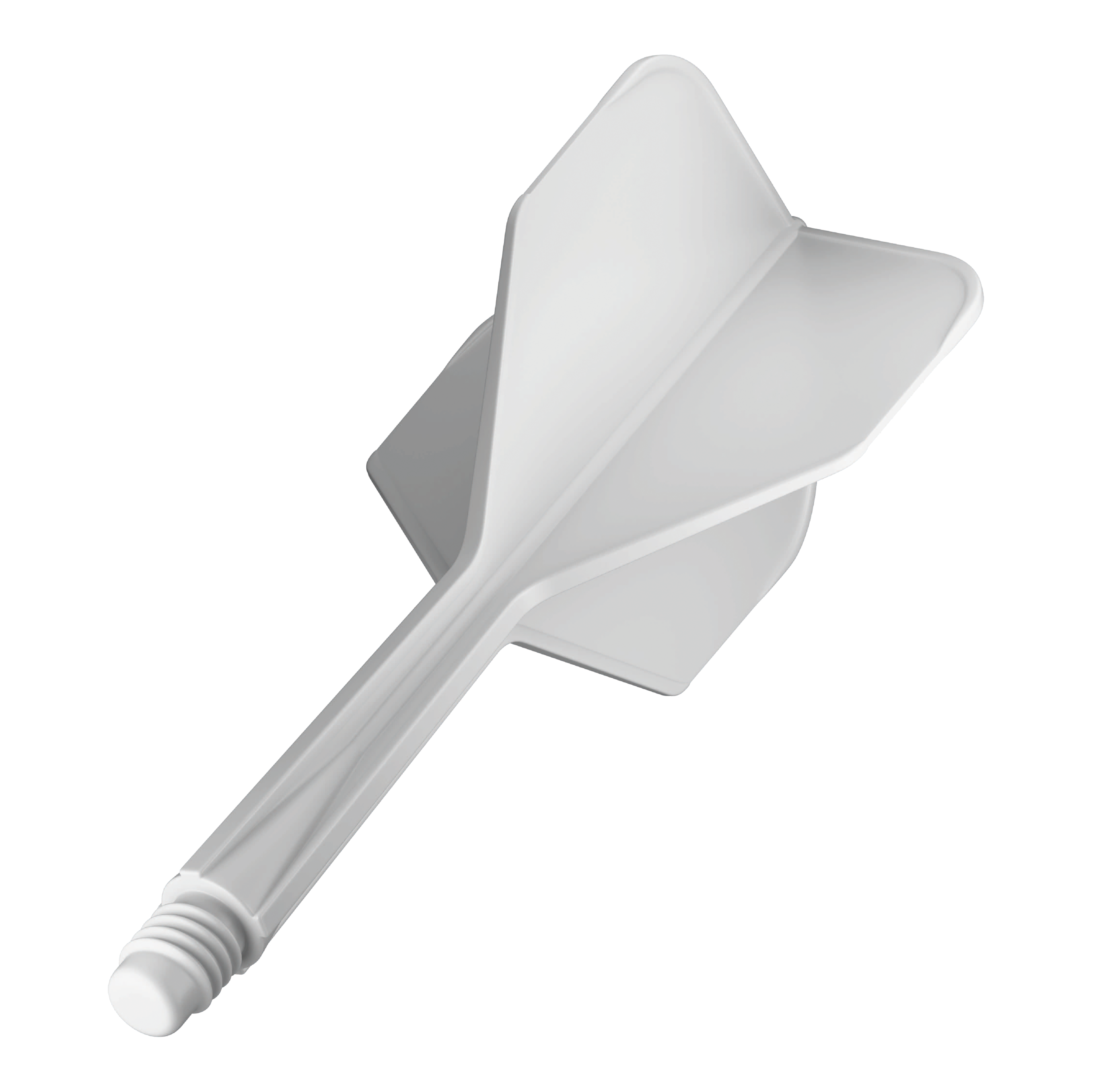 Sistema de eje de vuelo GOAT A1R No6 - Blanco Das Bild zeigt das Produkt "GOAT A1R No6 Flight-Shaft-System - Weiß". Es handelt sich um ein weißes Dartshaft- und Flightsystem aus Kunststoff.