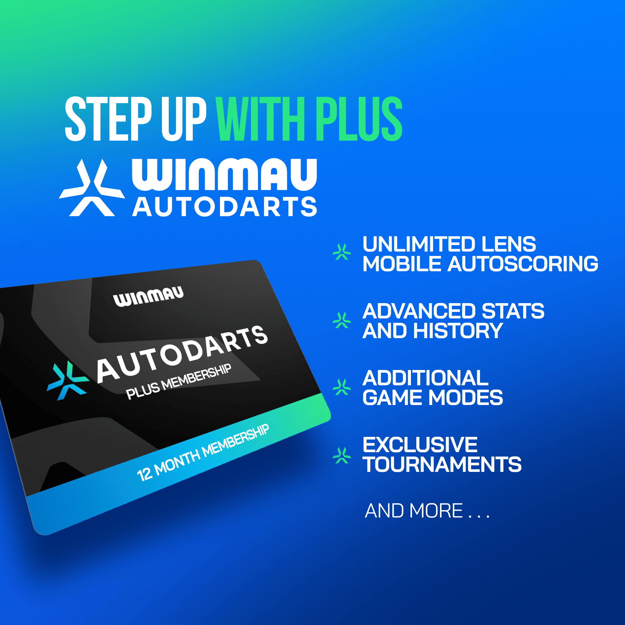 Soporte para dispositivo Winmau Autodarts y paquete de membresía de 12 meses Das Produktbild zeigt das Winmau Device Stand & 12 Monate Membership Bundle. Es kombiniert einen Dart-Geräteständer mit einem Mitgliedschaftspaket für zwölf Monate.