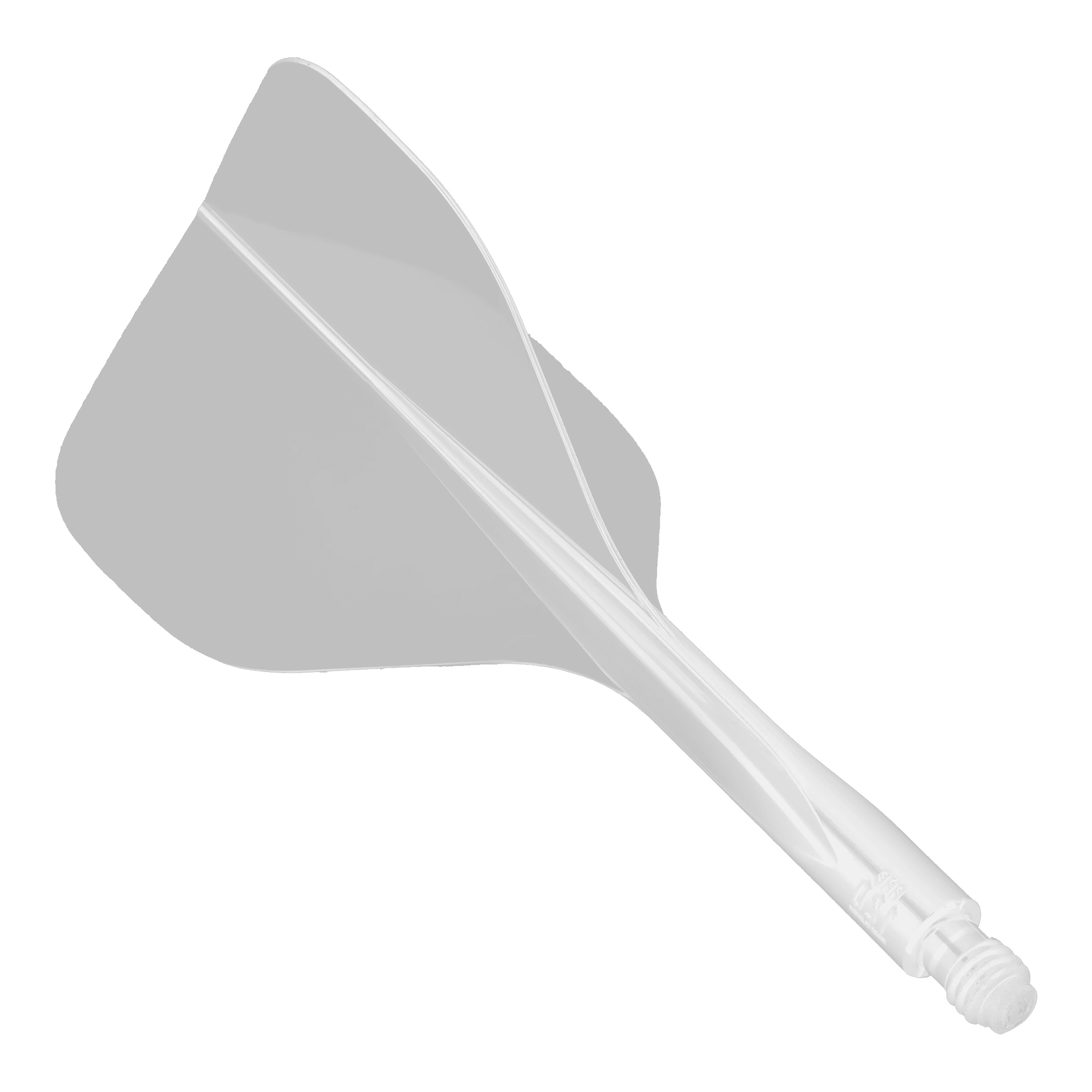 Condor Axe 120 Flight-System Transparent - Standard Das Bild zeigt das Produkt "Condor Axe 120 Flight-System Transparent - Standard". Es handelt sich um ein transparentes Dart-Flight-System in Standardform.