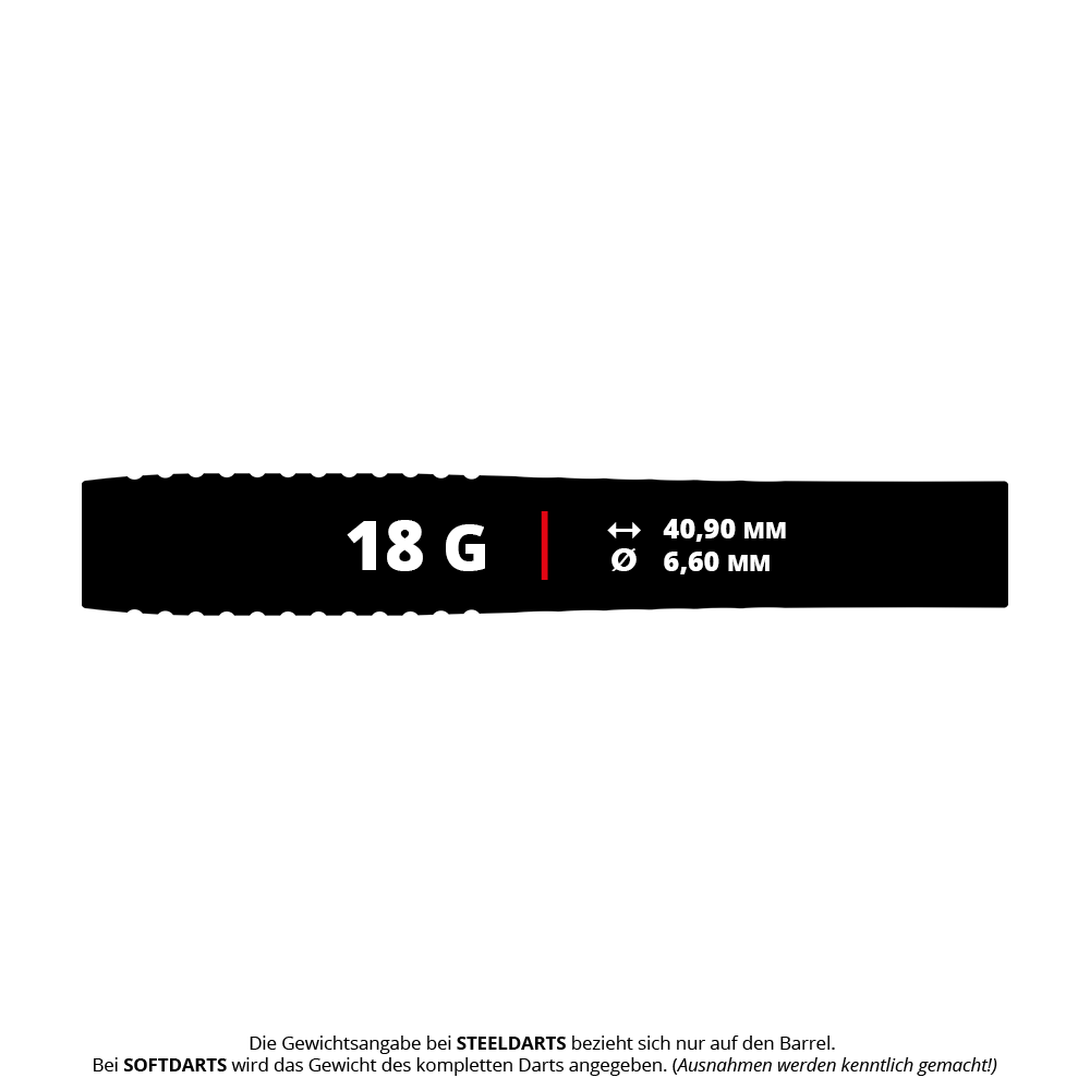 Das Bild zeigt die Target Stephen Bunting GEN5 Void Softdarts mit 18 Gramm Gewicht. Die Darts sind für Softdartspiele konzipiert.