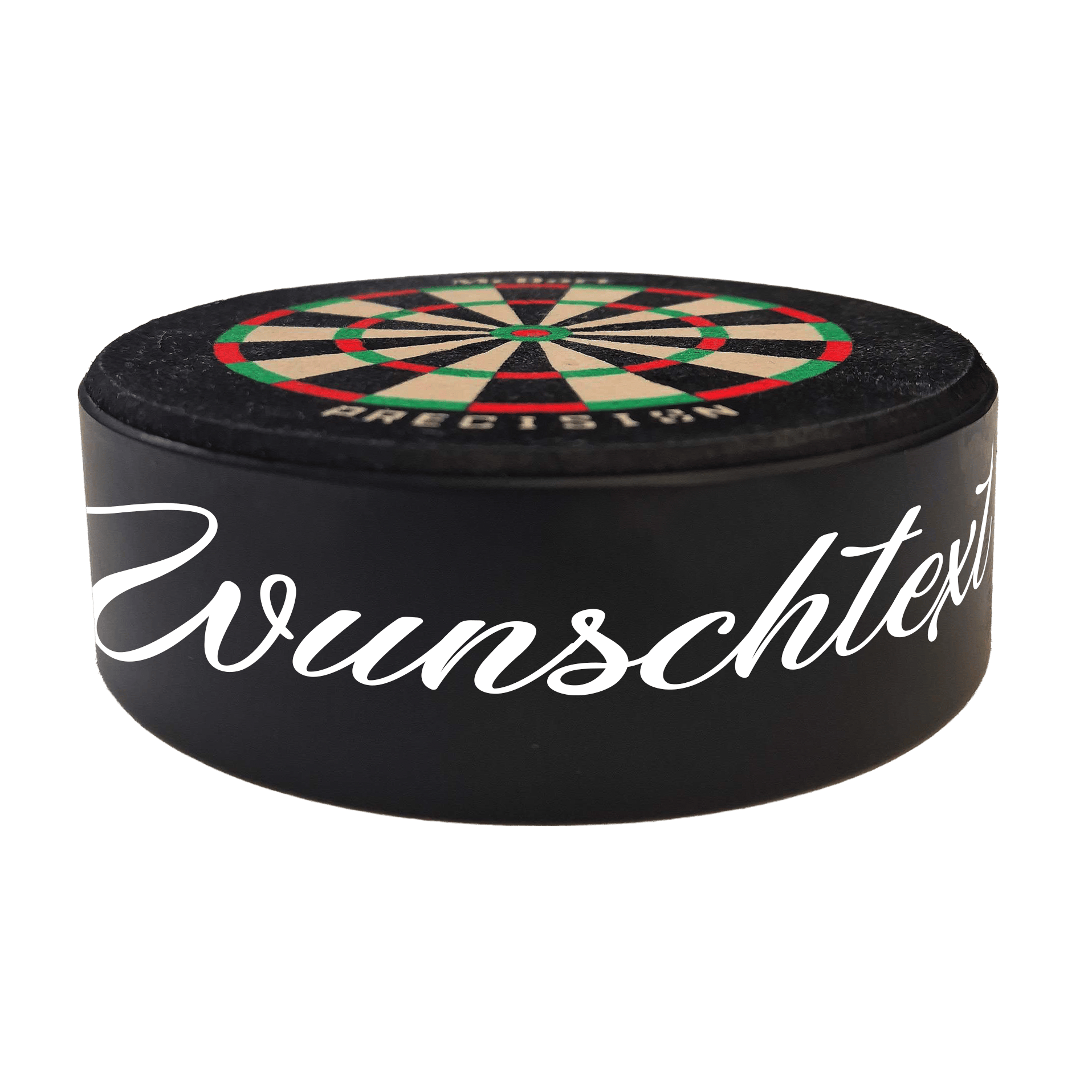 Mini diana de dardos de precisión McDart con texto personalizado Abgebildet ist ein Produkt mit dem Dateinamen 765_McDart_Mini_Precision_Dartboard_Darthalter_2_WeatherSunday. Es handelt sich wahrscheinlich um ein Dartboard oder Zubehör.