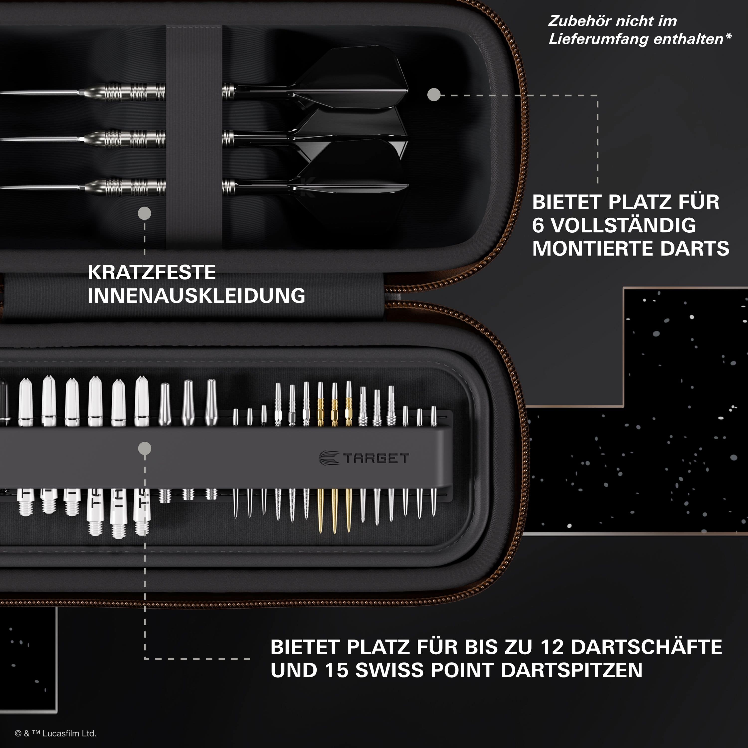 Estuche para dardos Star Wars Boa de Target - Mandalorian Dieses Bild zeigt das Target Star Wars Boa Dartcase - Mandalorian. Das Dartcase hat ein Motiv vom Mandalorianer aus Star Wars.