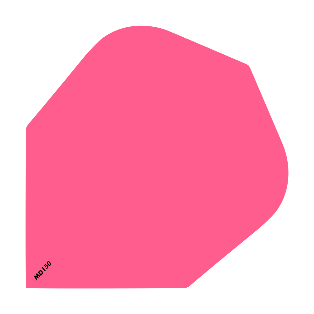 MCD201_McDart_MD150_Standard_Flights_Pink_1 Das Bild zeigt ein pinkes Dartflight mit der Bezeichnung "MD150" in der Ecke. Es handelt sich um das Produkt "McDart MD150 Standard Flights".