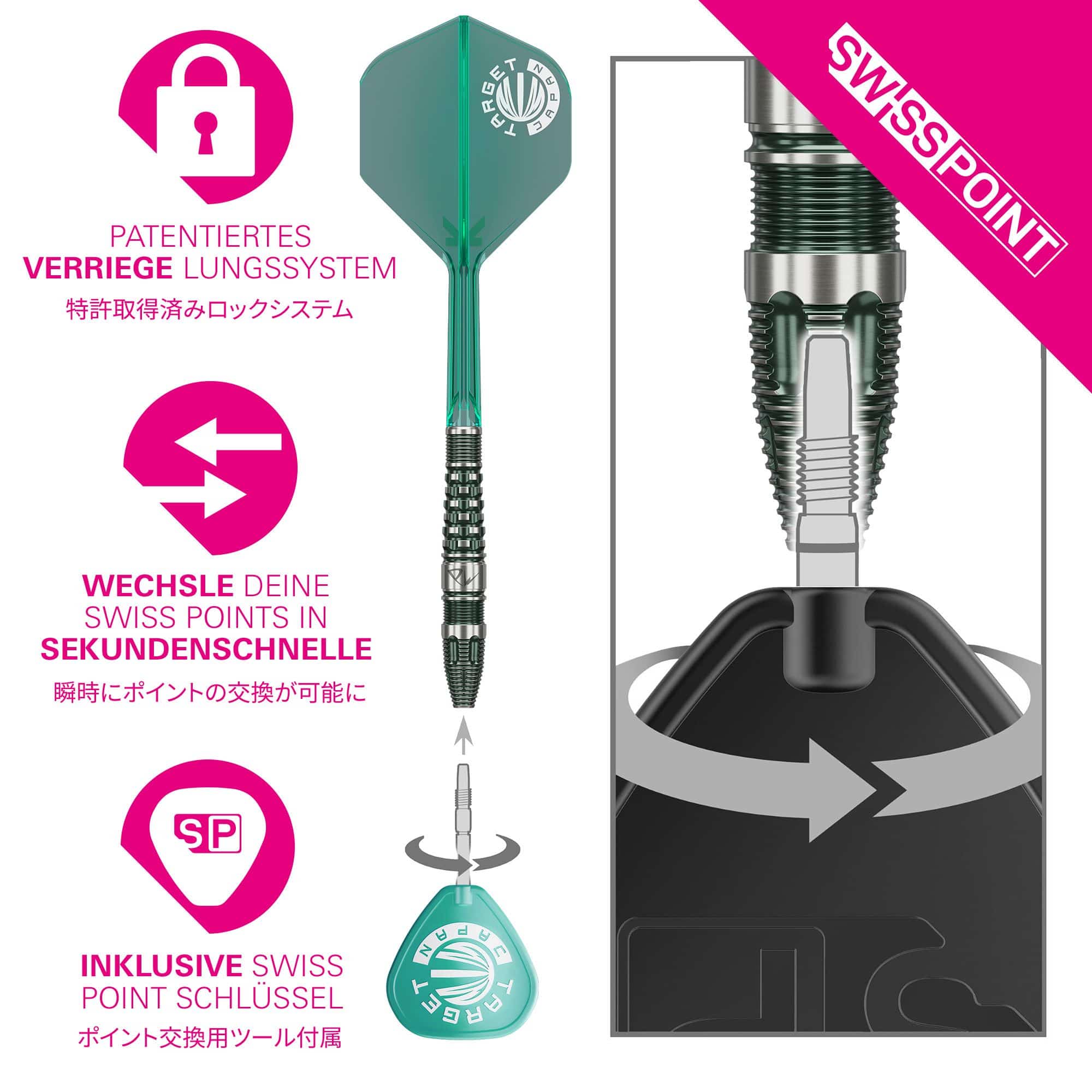 Dardos de acero Target Japan Prime Series PW GEN 3 Swiss Point - 23 g Zu sehen sind die Target Japan Prime Series PW GEN 3 Swiss Point Steeldarts - 23g. Diese Darts sind ideal für professionelle Dartspieler.
