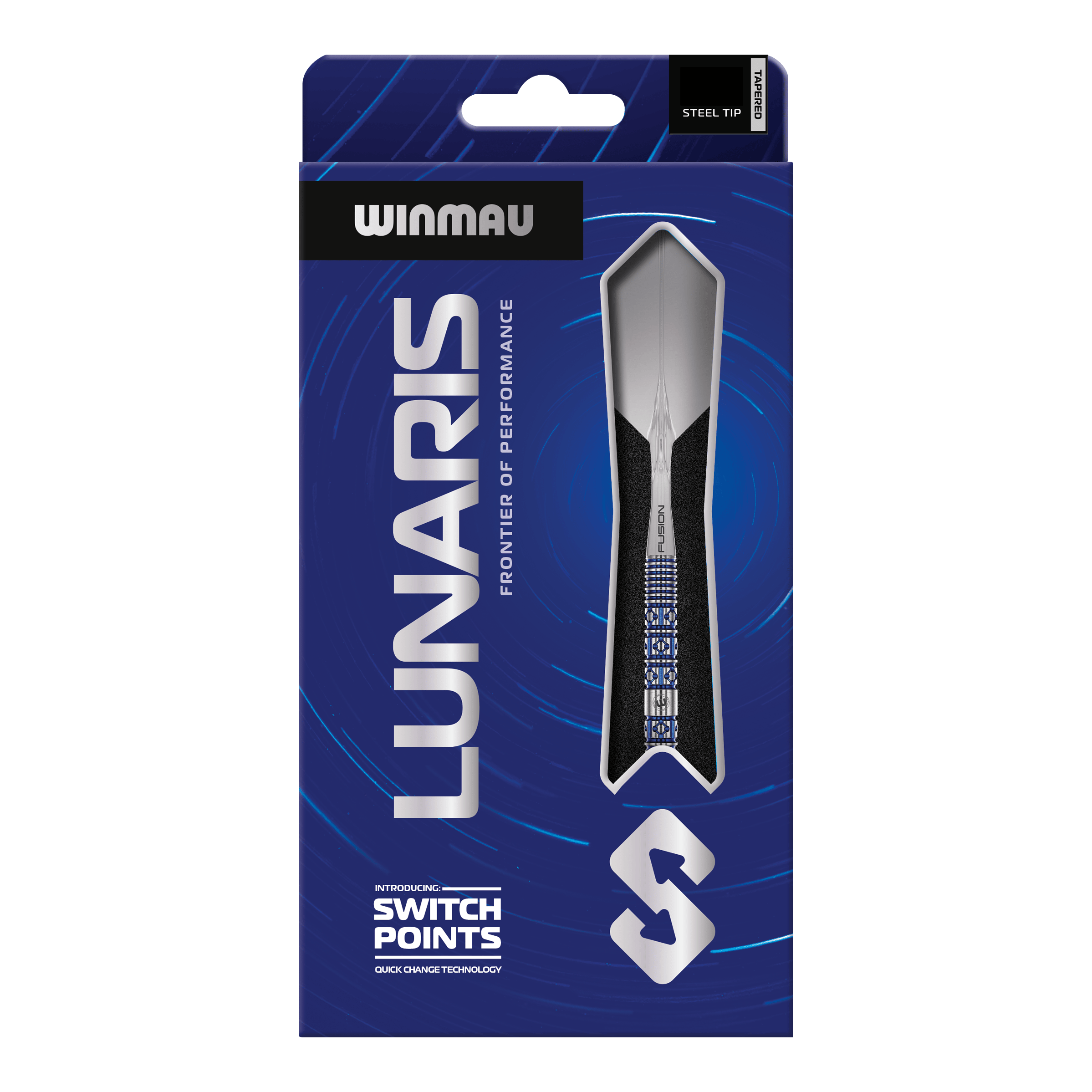 Dardos de acero con punta de cambio cónica Winmau Lunaris Abgebildet sind die Winmau Lunaris Tapered Switch Point Steeldarts. Diese Steeldarts besitzen ein modernes, abgestimmtes Design für Dartspieler.