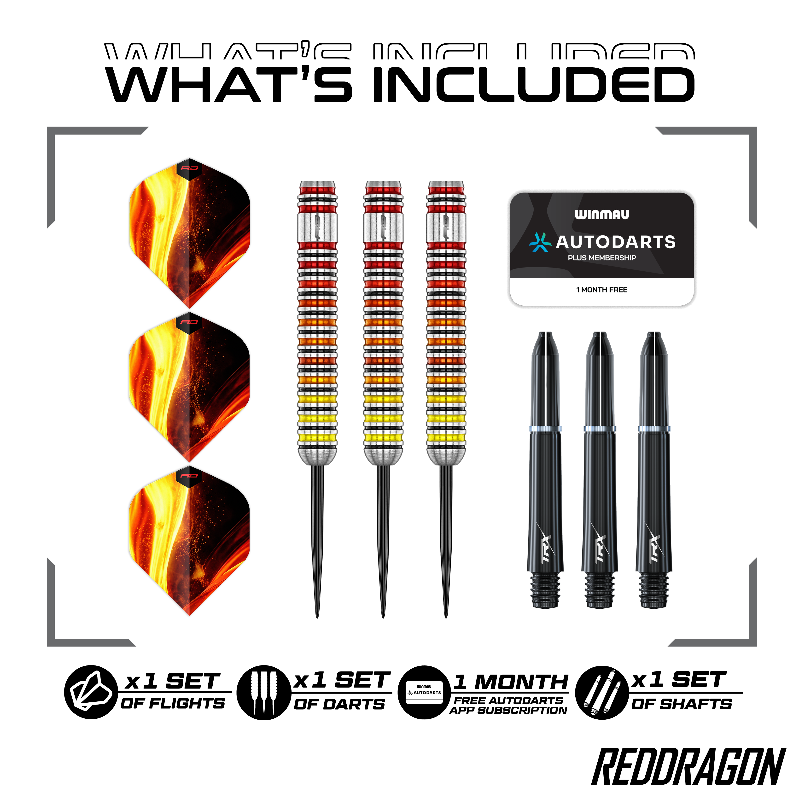 Dardos de acero Red Dragon Furnace Dies ist ein Red Dragon Furnace Steeldart. Der Dartpfeil wird für Präzision und Stabilität beim Spielen verwendet.