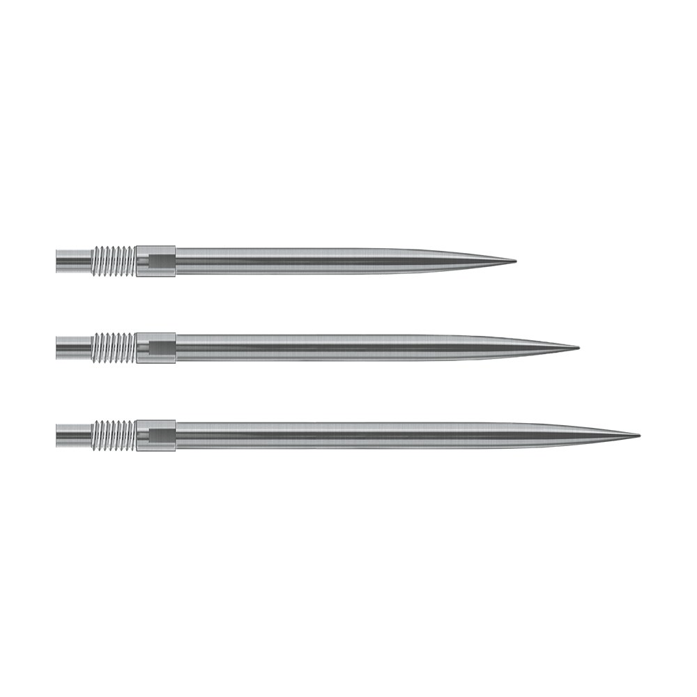 Puntas de dardos Harrows Quick Point - Plateadas Das Bild zeigt silberne Harrows Quick Point Dartspitzen. Sie sind für Dartspieler zum einfachen Wechsel der Spitzen gedacht.