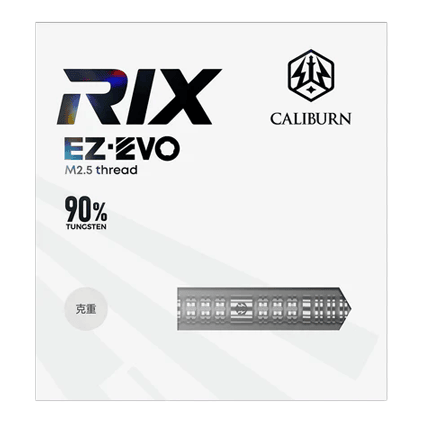 Dardos de acero Caliburn Rix EZ-EVO R1 Zu sehen sind die Caliburn Rix EZ-EVO R1 Steeldarts. Diese Darts zeichnen sich durch ihr modernes Design und ihre hohe Qualität aus.