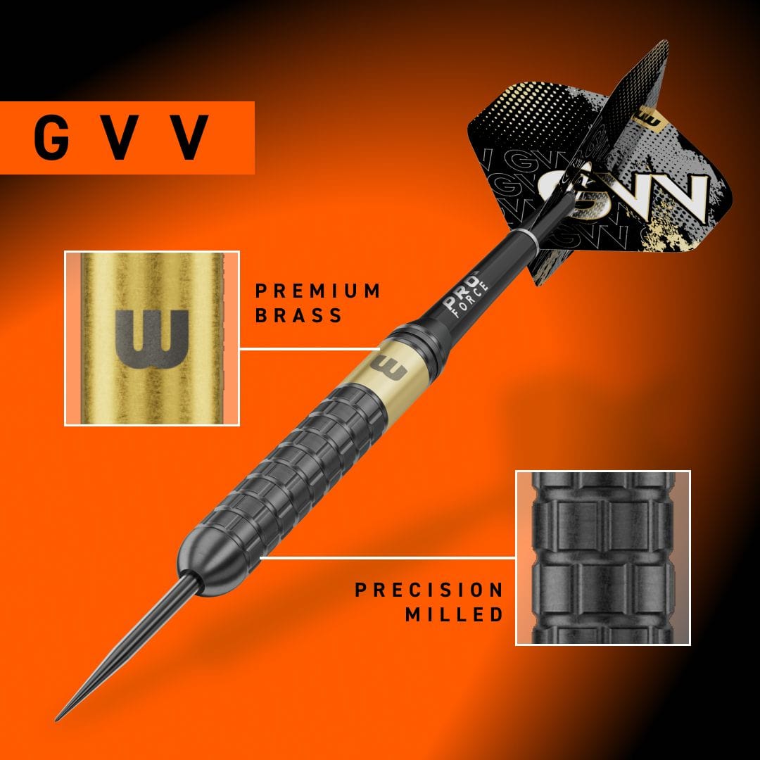 Dardos de acero Winmau Gian Van Veen Core Brass - 21 g Abgebildet sind Winmau Gian Van Veen Core Brass Steeldarts mit 21 Gramm. Das Foto zeigt den Dartpfeil in voller Länge.