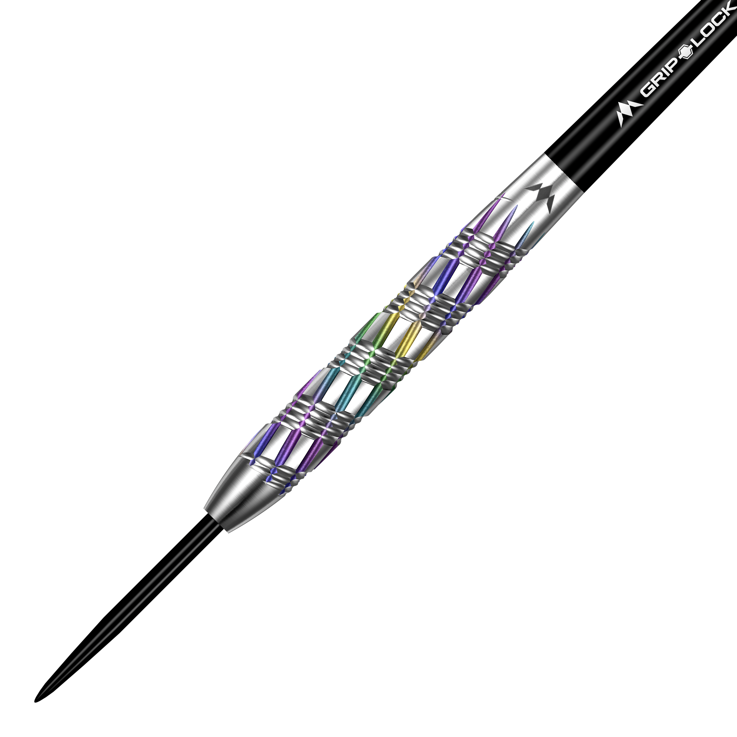 Dardos de acero Shuriken de Mission Mission Shuriken Steeldarts sind präzise gefertigte Steeldarts. Das Bild zeigt die spezielle Form und das Design dieses Pfeils.