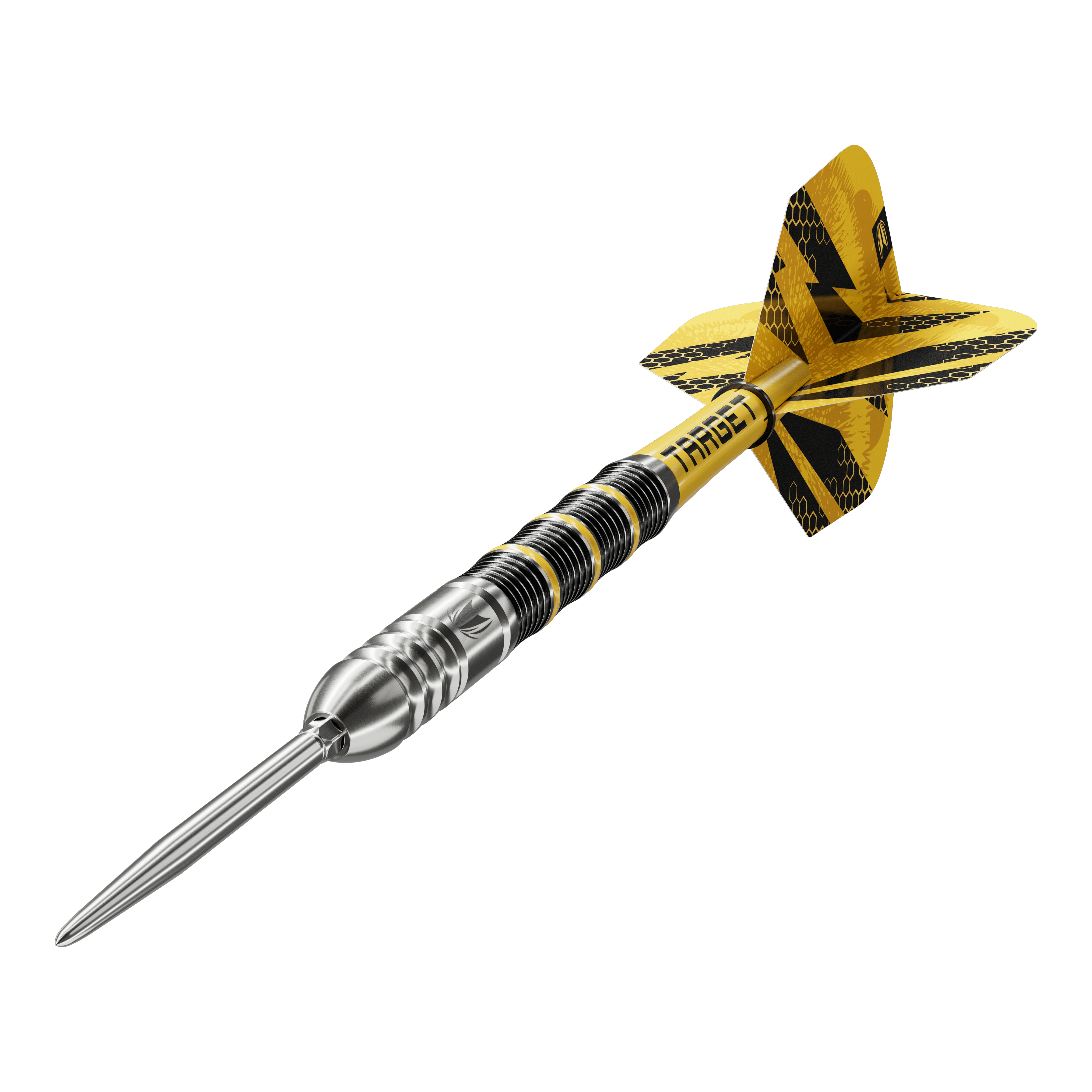 Dardos de acero Target Buzz 02 Swiss Points Das Bild zeigt die Target Buzz 02 Swiss Points Steeldarts. Die Steeldarts sind aus nächster Nähe aufgenommen.