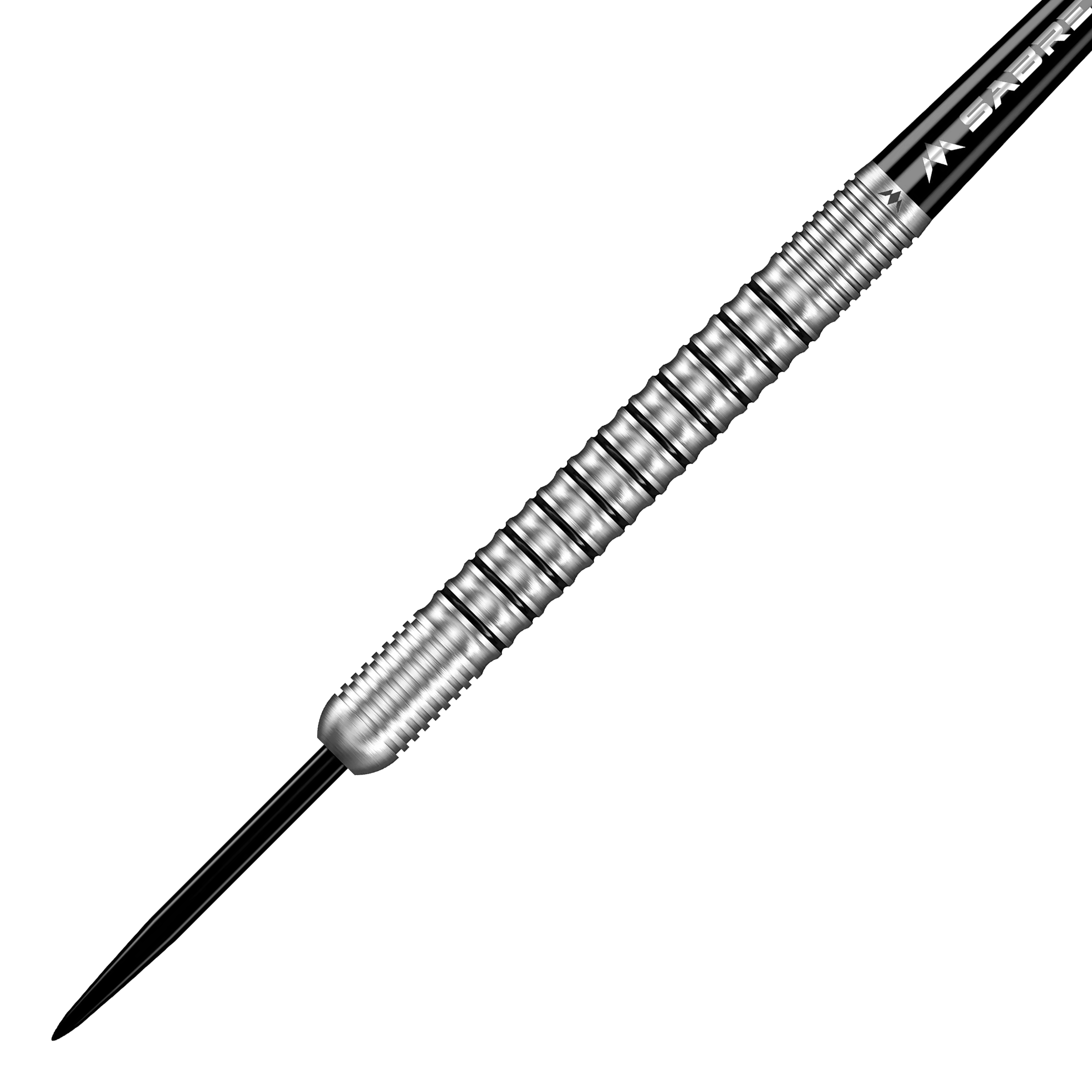 Misión Dominik Grüllich Steeldarts Dieses Bild zeigt einen Mission Dominik Grüllich Steeldart mit einem Gewicht von 23,5 Gramm. Der Dart ist aus silberfarbenem Metall und hat ein geriffeltes Griffstück.