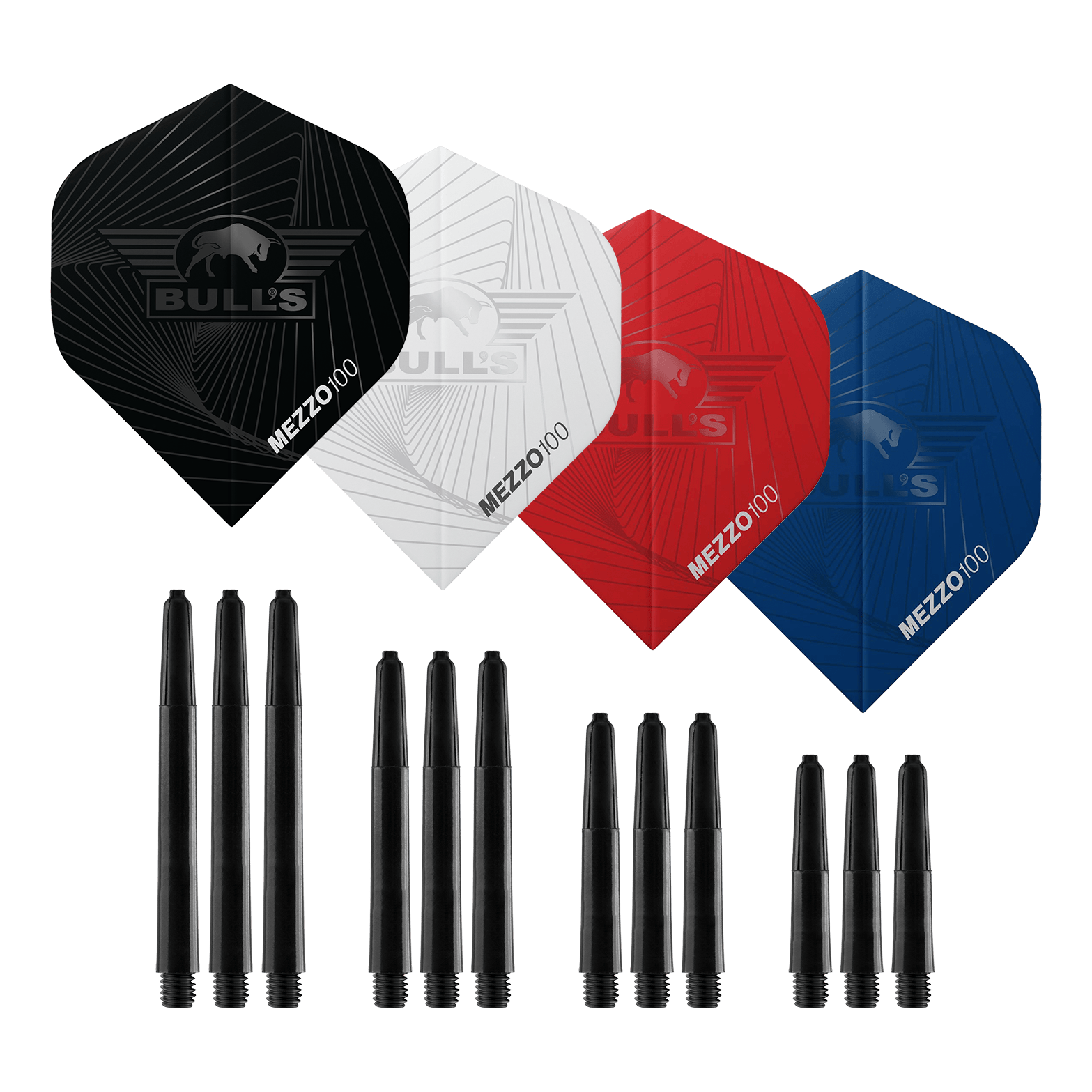 Hier sind die Bulls NL Bundle Of Steel - 4 Sets Brass Steeldarts zu sehen. Das Produkt besteht aus vier Sets Steeldarts aus Messing.