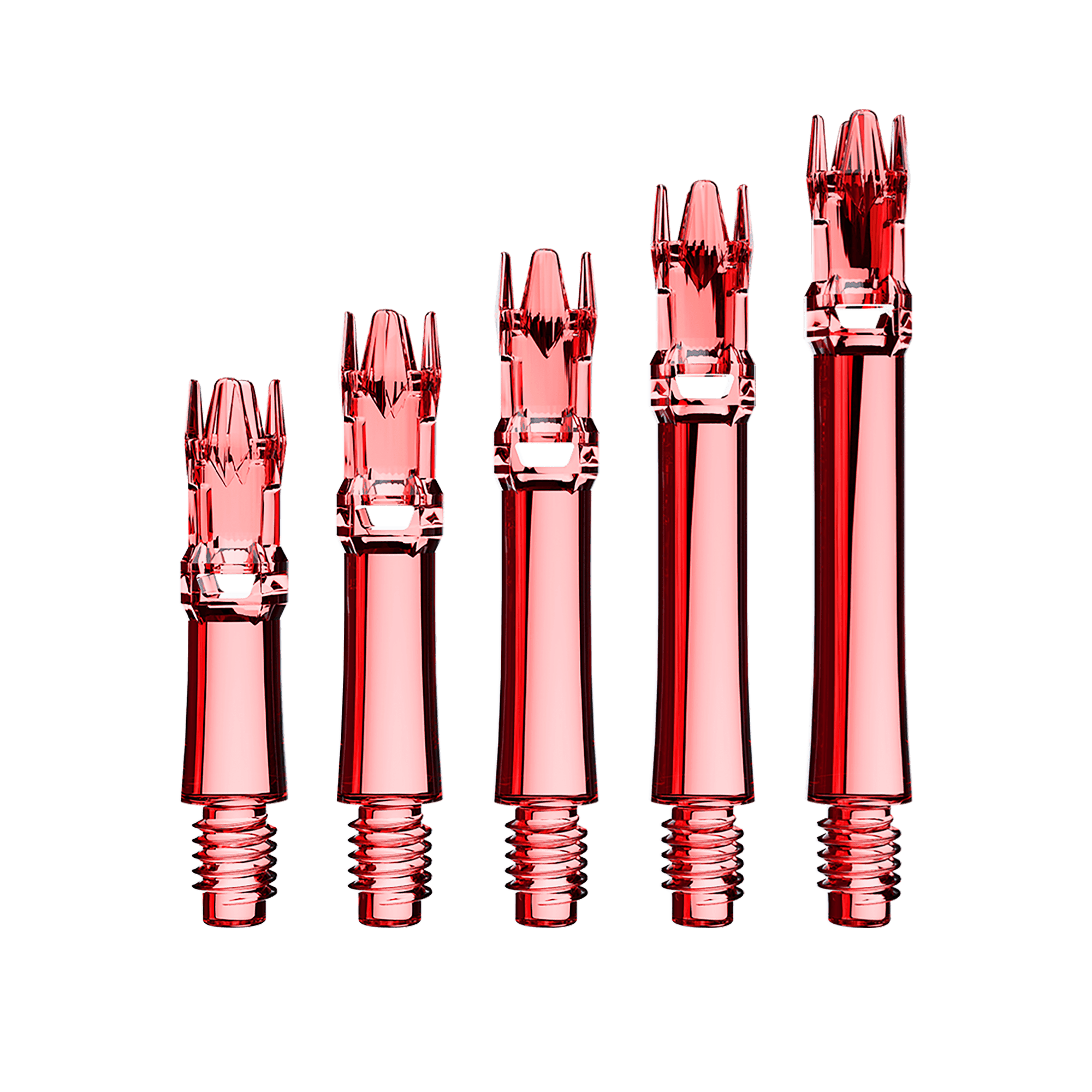 Hier sieht man die L-Style L-System Ersatzshafts in der Farbe Clear Red. Es handelt sich um rote Ersatzschäfte für Dartpfeile.