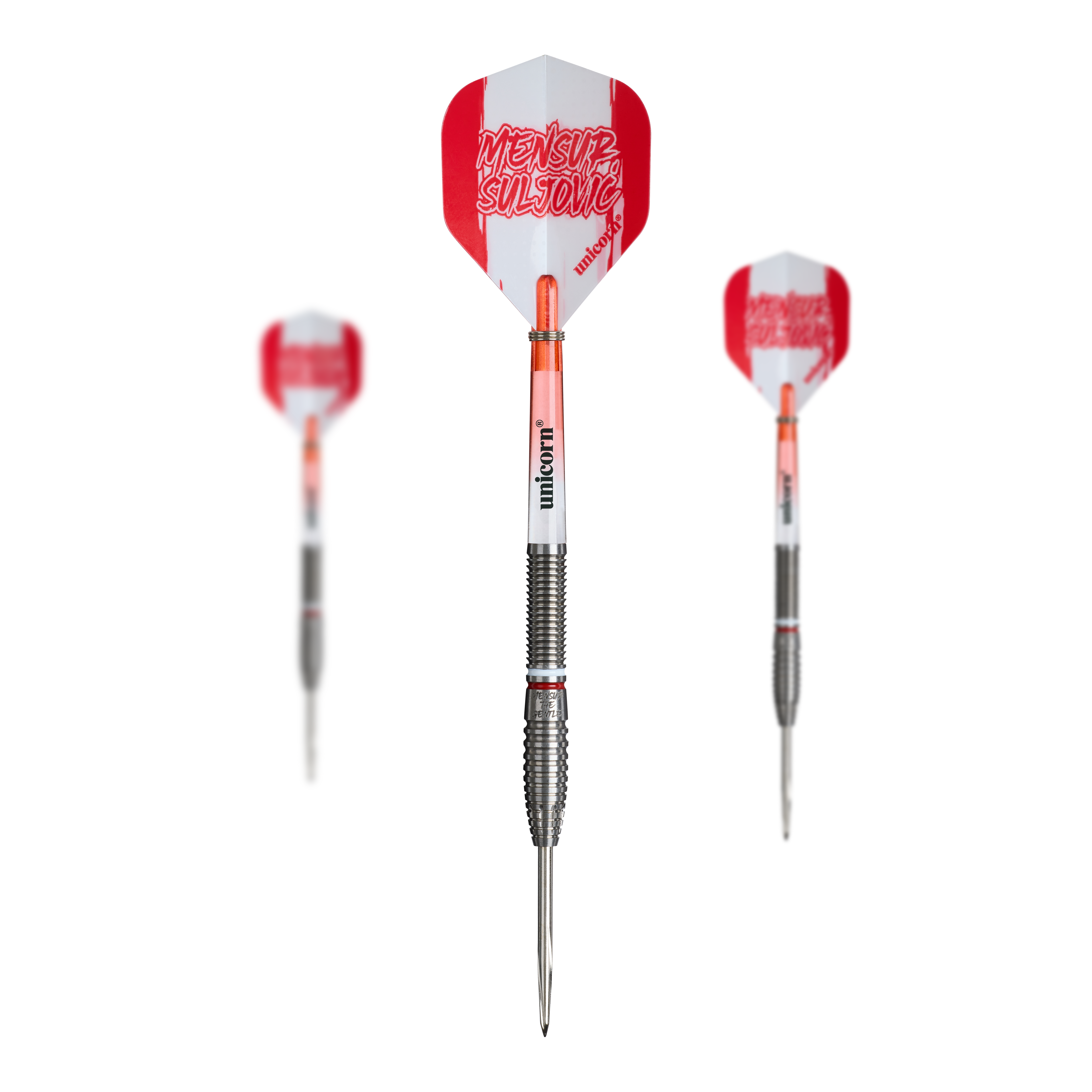 Unicorn Scale Suljovic The Gentle Steeldarts - 23 g Die Abbildung zeigt Unicorn Mensur Suljovic The Gentle Steeldarts - 23g als Set. Es handelt sich um ein komplettes Dart-Set für ambitionierte Spieler.