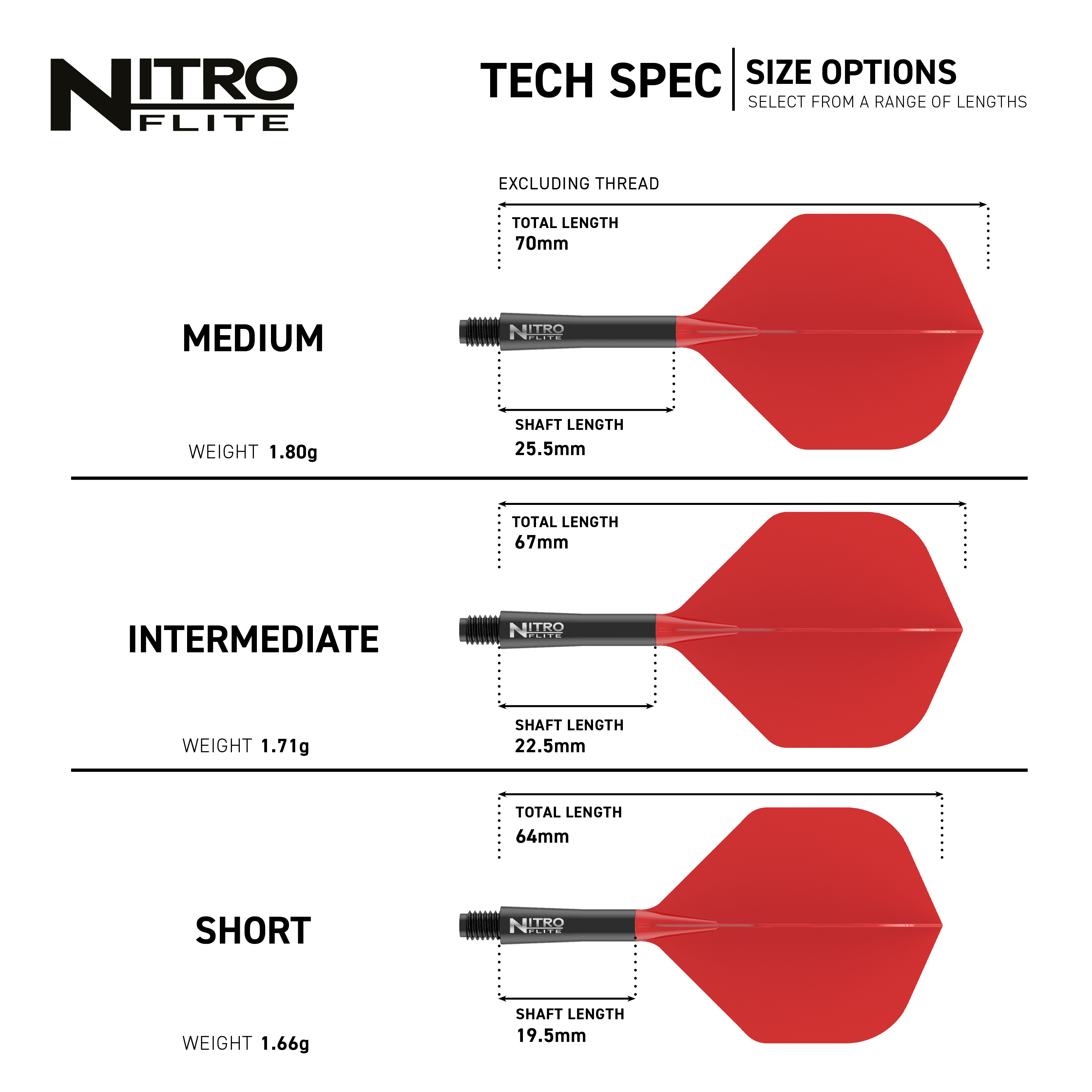 Red Dragon Nitroflite - Black Shaft Red No2 Flights werden gezeigt. Es handelt sich um schwarze und rote Dart-Flights.