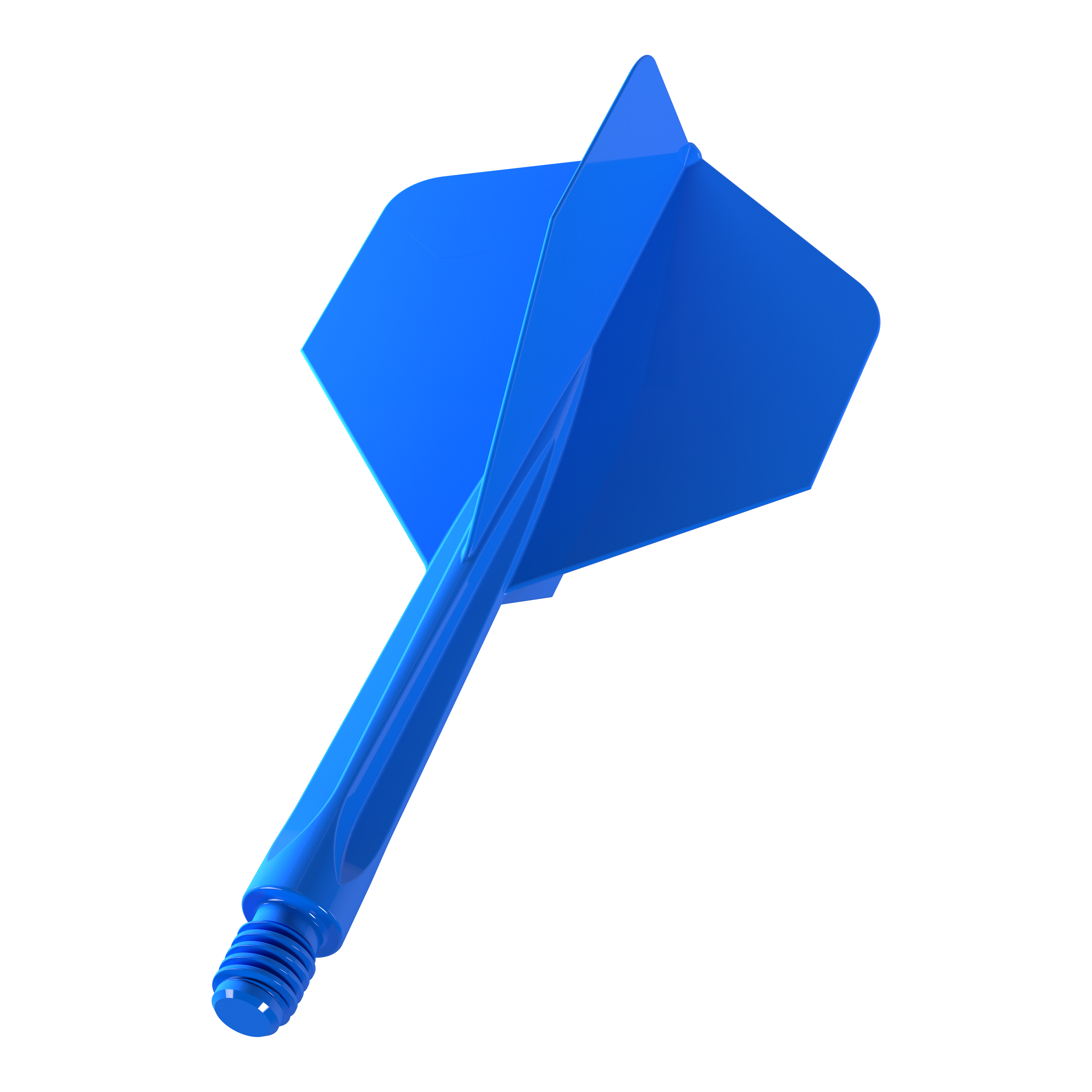 Plumas estándar Unicorn Forge All In One Plus No2, color azul, talla mediana Auf dem Bild ist ein blauer Dartflügel mit integriertem Schaft zu sehen. Es handelt sich um das Produkt „Unicorn Forge All In One Plus No2 Standard Flights Blau - Medium“.