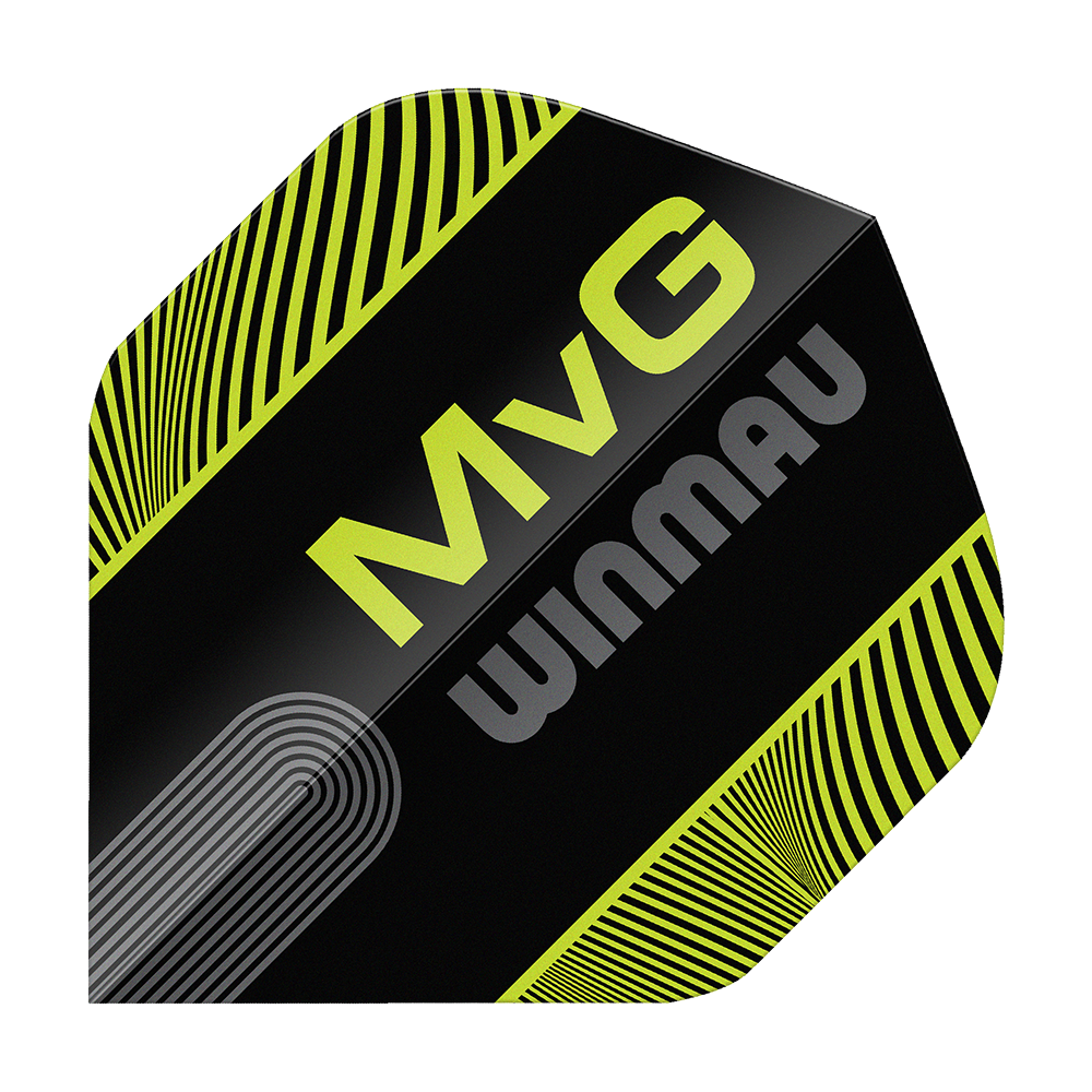 Plumas estándar Winmau Prism Delta MVG con texto en negro y verde n.° 2 Zu sehen ist das Produkt Winmau Prism Delta MvG Black Green Text No2 Standard Flights. Die Flights sind für Darts, in den Farben Schwarz und Grün mit Text.