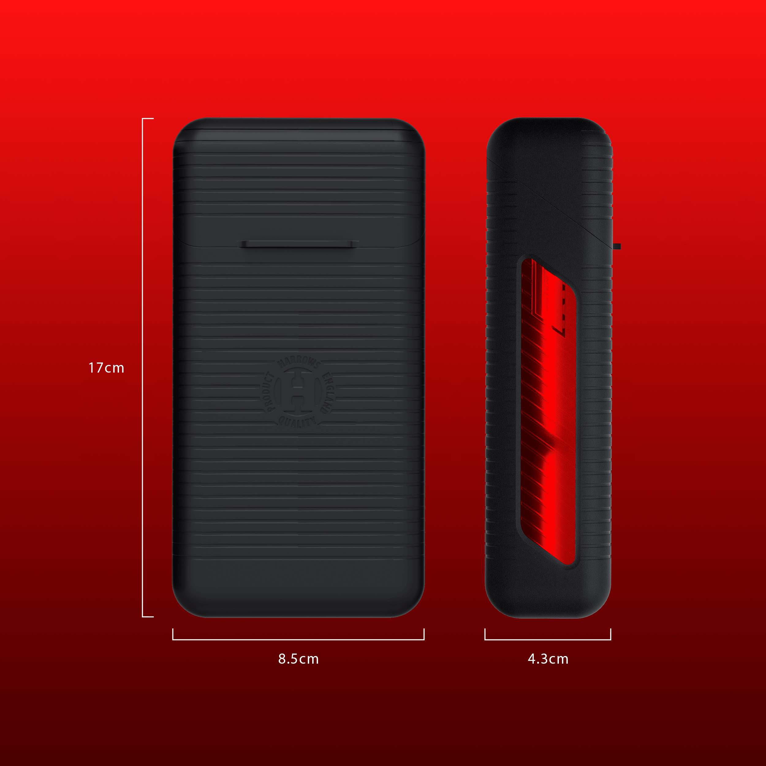 Estuche para dardos Harrows Vault Abgebildet ist ein Harrows Vault Dartcase in Rot. Das Bild präsentiert das Dartcase aus einer anderen Perspektive.