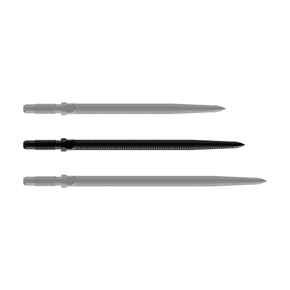 Puntas de dardo convertibles Bulls NL - Micro Grip - Negras Dargestellt ist eine schwarze Dartspitze, Modell MicroGrip in 36mm Länge. Das Produkt ist unter dem Dateinamen BU57705_BullsNL_Convertible_Points_MicroGrip_Schwarz_36mm_1 bekannt.