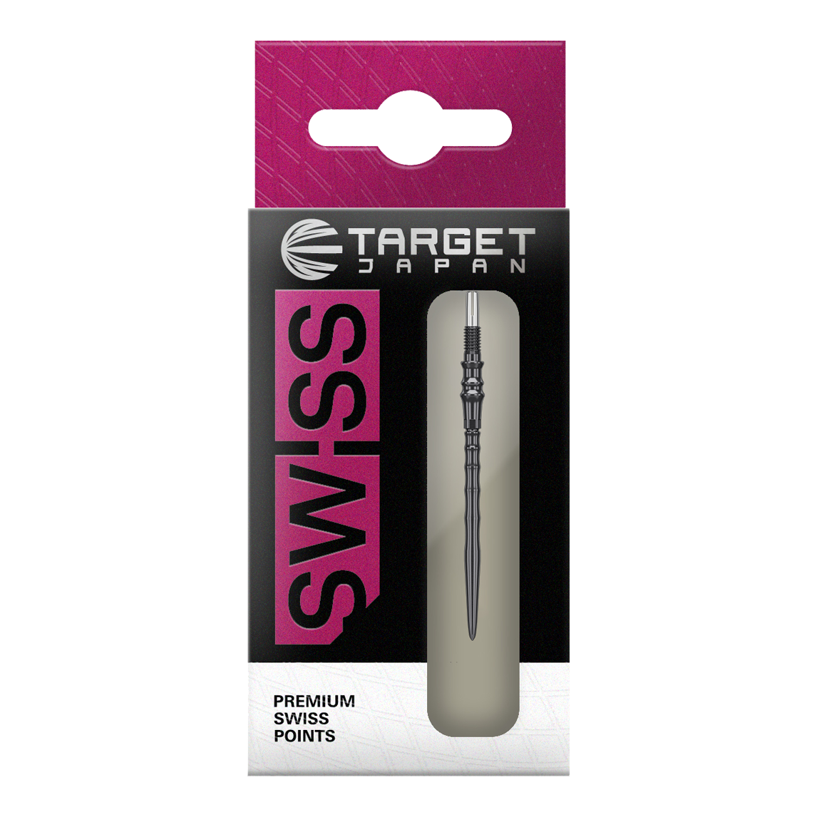 Puntas de dardos de acero Target Japan Premium Swiss Point - Negras Das Bild zeigt die Target Japan Premium Swiss Point Steldartspitzen - Schwarz. Es handelt sich um hochwertige Steeldartspitzen für präzises Dartspiel.