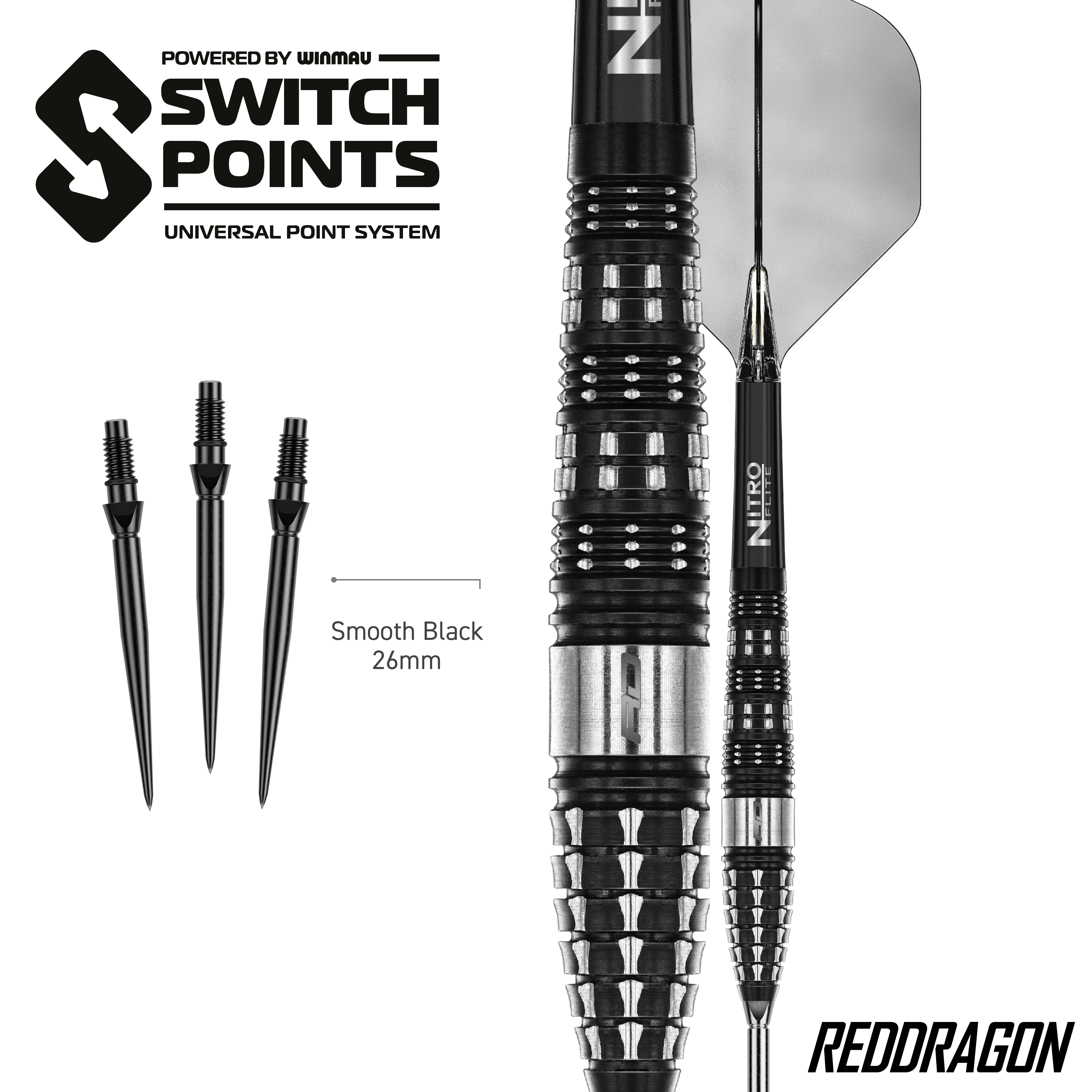 Dardos de acero Red Dragon Recon Torpedo Switch Point Hier sind die Red Dragon Recon Torpedo Steeldarts - 23g abgebildet. Die Steeldarts werden in einer anderen Ansicht präsentiert.