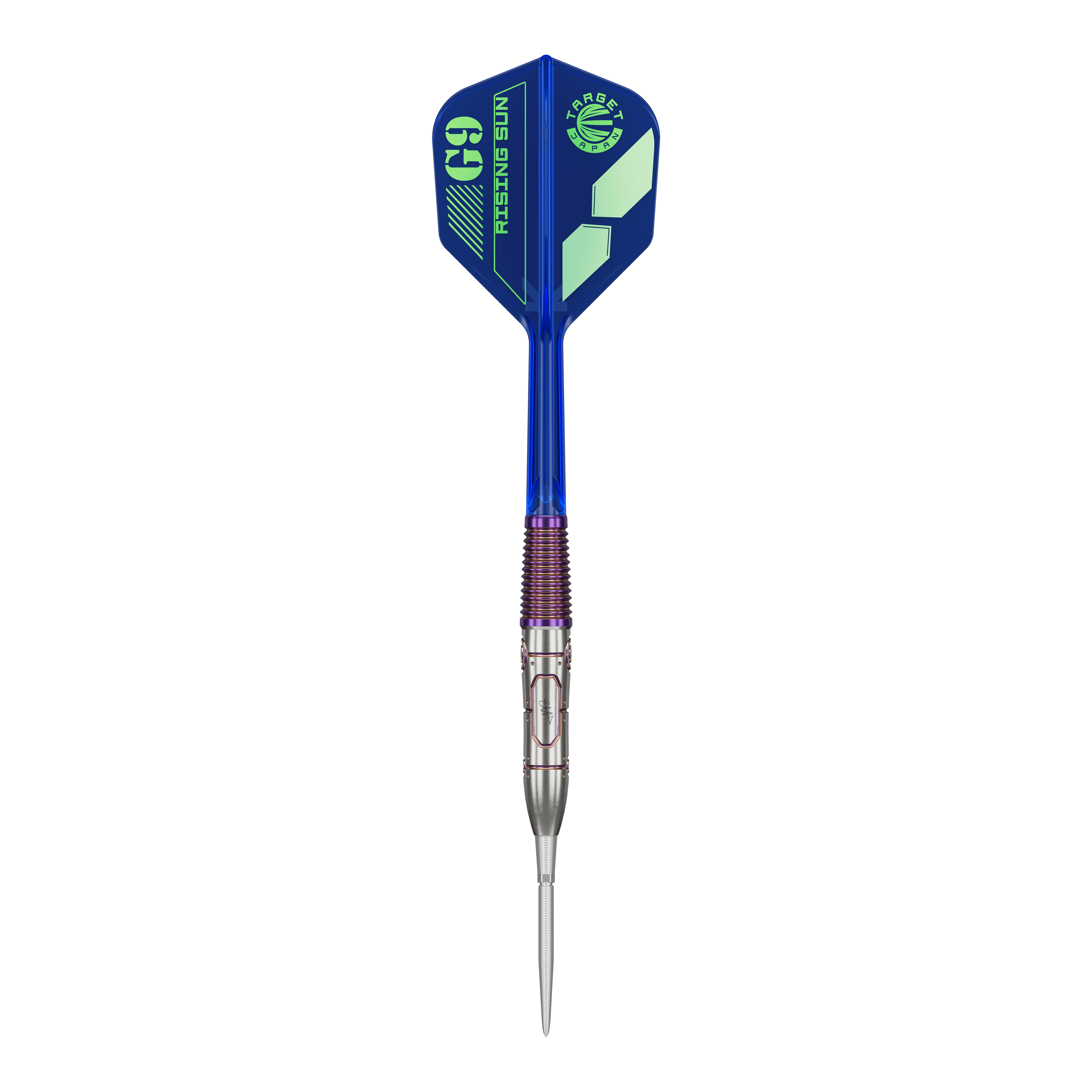 Dardos de acero Target Japan Haruki Muramatsu Rising Sun GEN9 - 23 g Dies ist ein Target Japan Haruki Muramatsu Rising Sun GEN9 Steeldart mit einem Gewicht von 23g. Der Dart hat ein modernes Design mit blauen und silbernen Elementen.