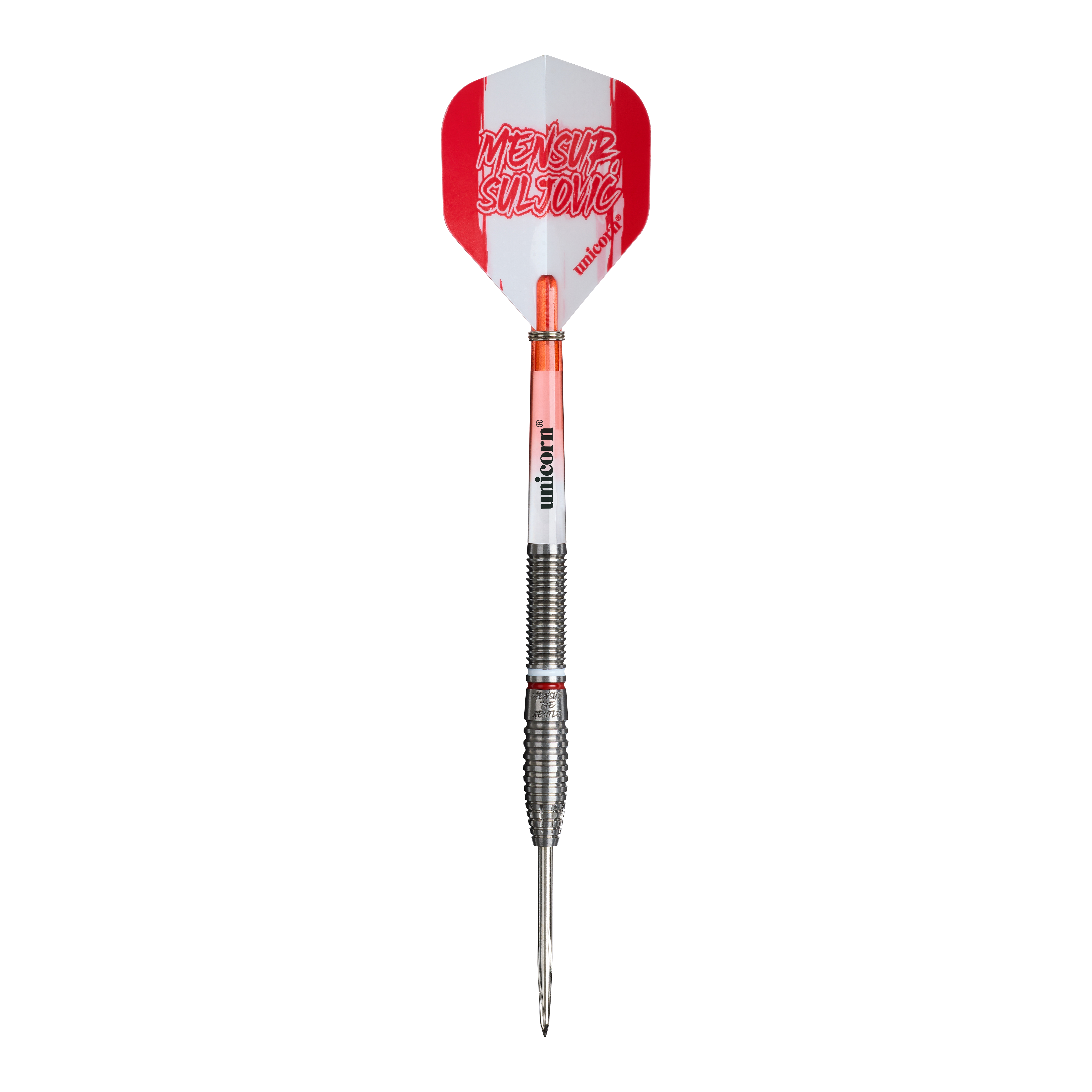 Unicorn Scale Suljovic The Gentle Steeldarts - 23 g Auf diesem Bild sind die Unicorn Mensur Suljovic The Gentle Steeldarts - 23g abgebildet. Die Darts sind für präzises und kontrolliertes Spielen ausgelegt.