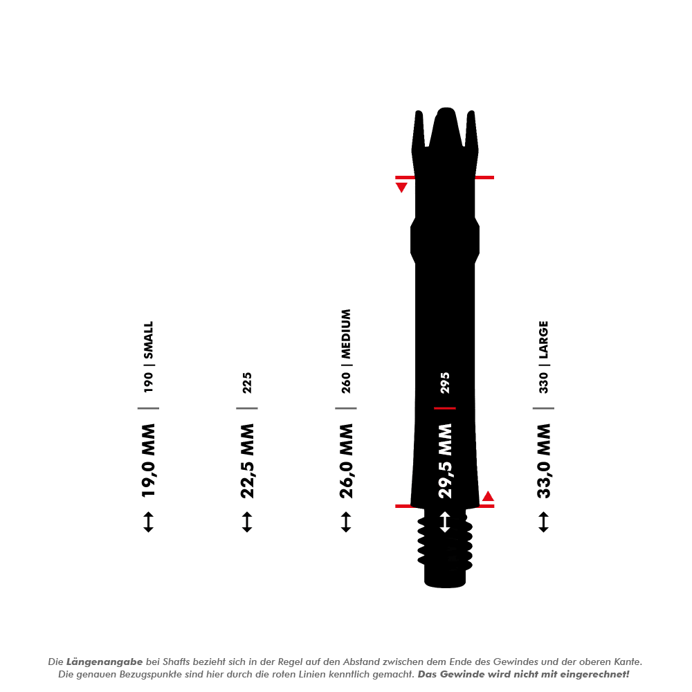 Ejes de repuesto L-Style L-System - Negro transparente Metallische Ersatzshafts werden in dieser Abbildung gezeigt. Die Shafts sind parallel angeordnet.