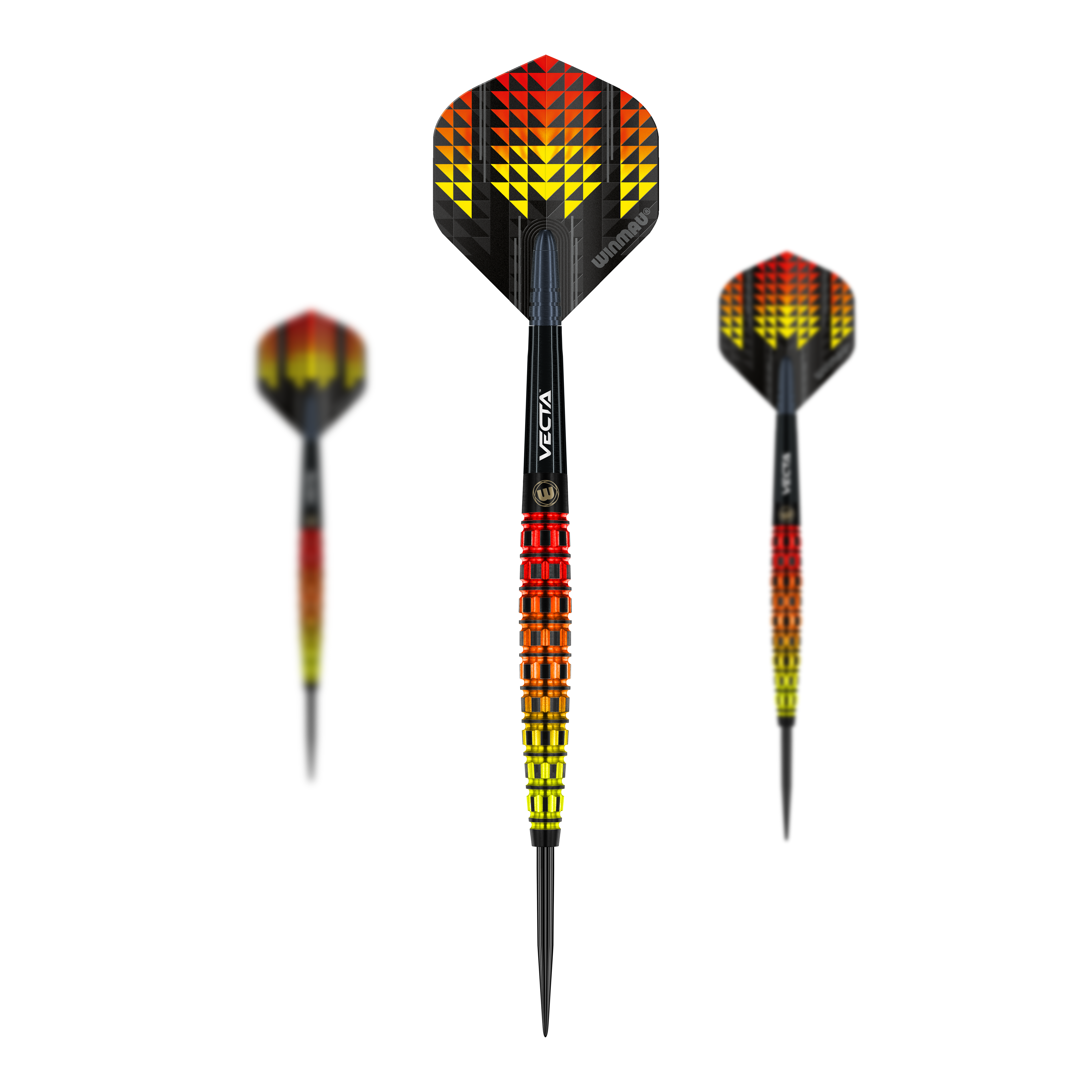 Dardos de acero cónicos Winmau Firestorm Flame