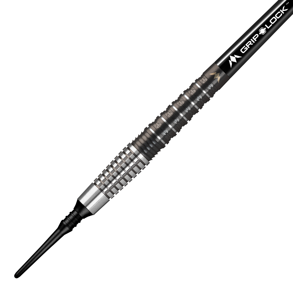 Dardos blandos Mission Makara M2 - 20 g Dies ist der Mission Makara M2 Softdart mit einem Gewicht von 20g. Der Dartpfeil hat ein silber-schwarzes Design mit strukturiertem Griffbereich und einer schwarzen Kunststoffspitze.