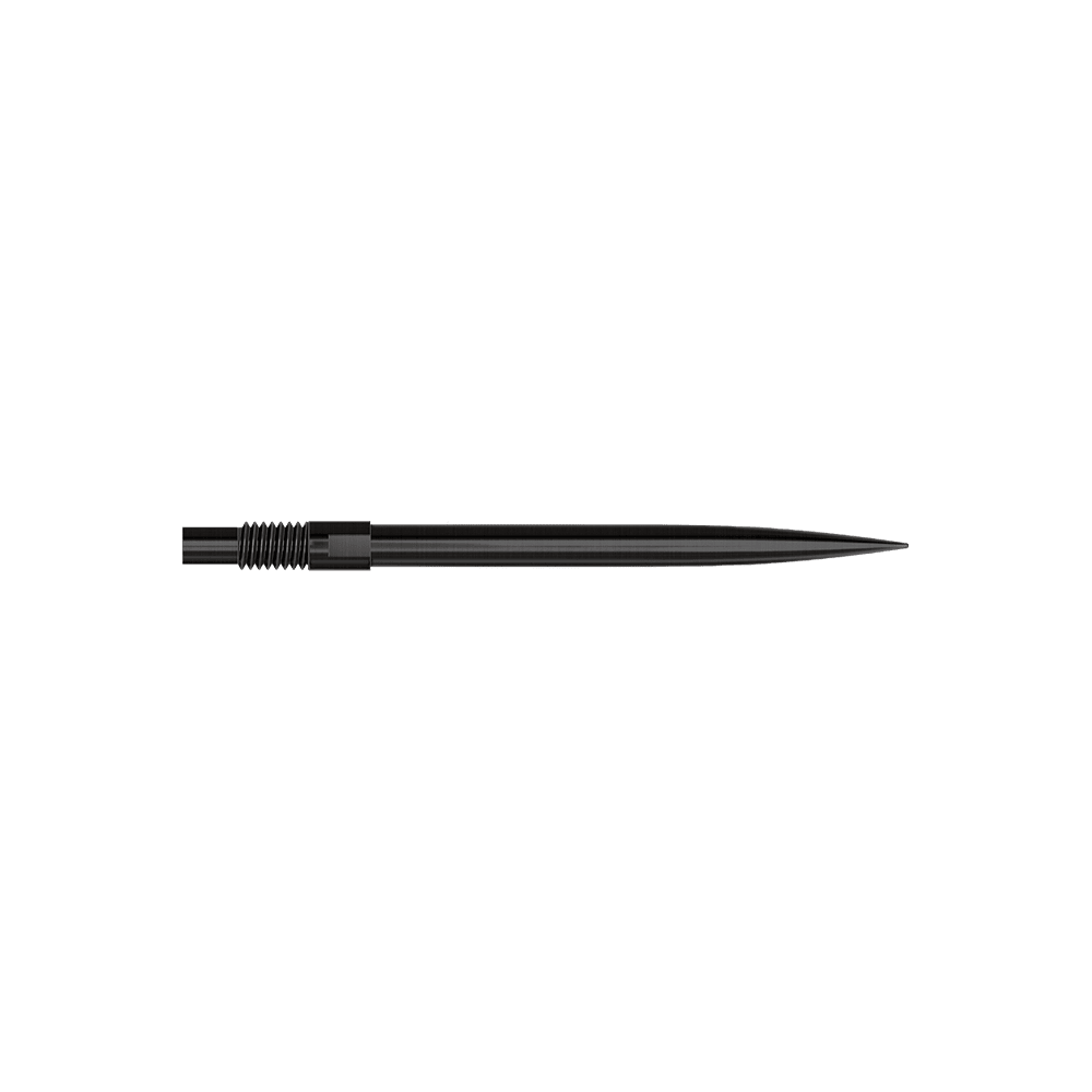 Puntas de dardos Harrows Quick Point - Negras Das Bild zeigt das Produkt mit dem Namen 'QP23974_Harrows_QuickPoint_Dartspitzen_Schwarz_30mm_2'. Es sind schwarze Dartspitzen abgebildet.