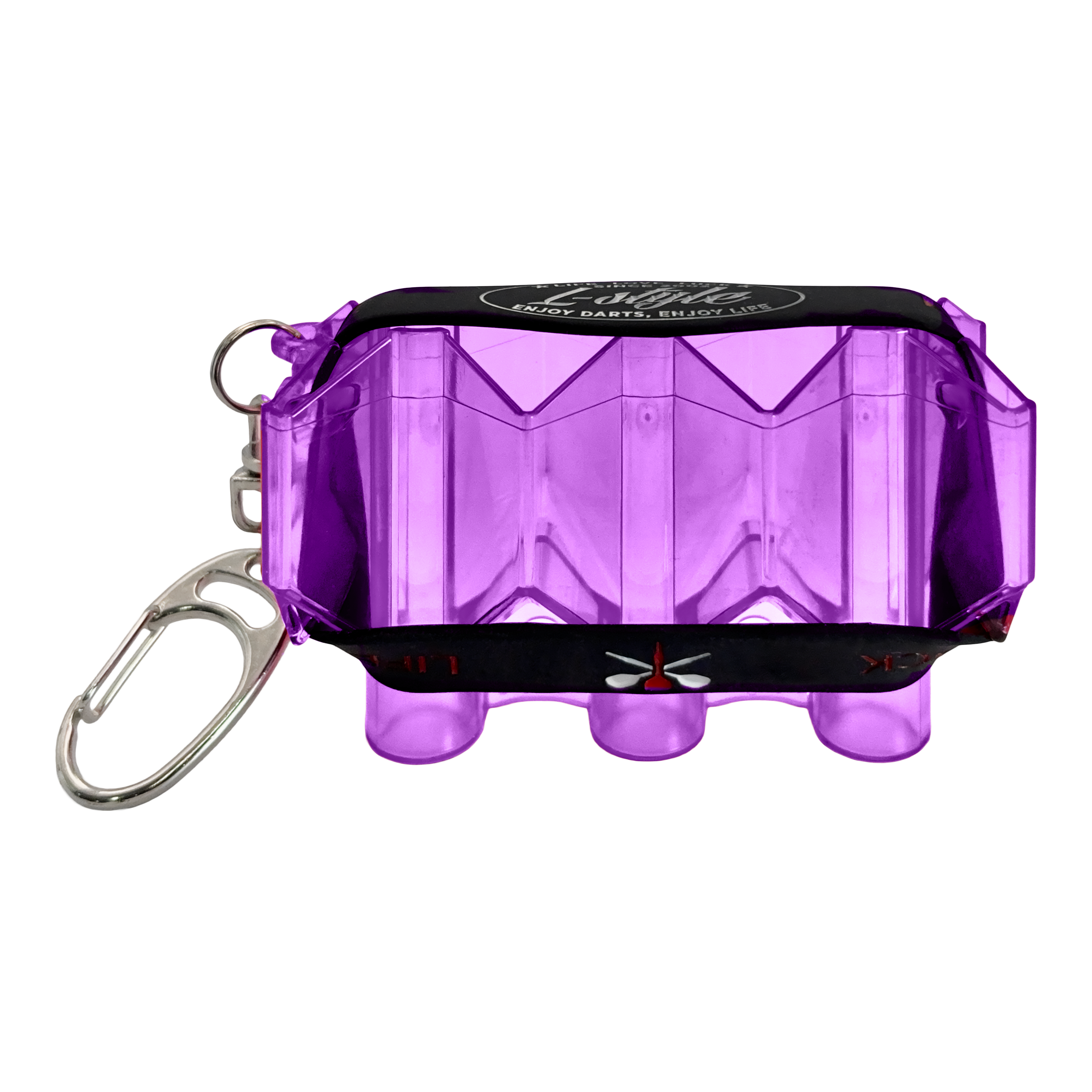 Estuche de vuelo Krystal SP estilo L Das Bild zeigt ein Krystal Flight Case in Lila. Das Etui ist speziell für den Transport von Dart-Flights geeignet.
