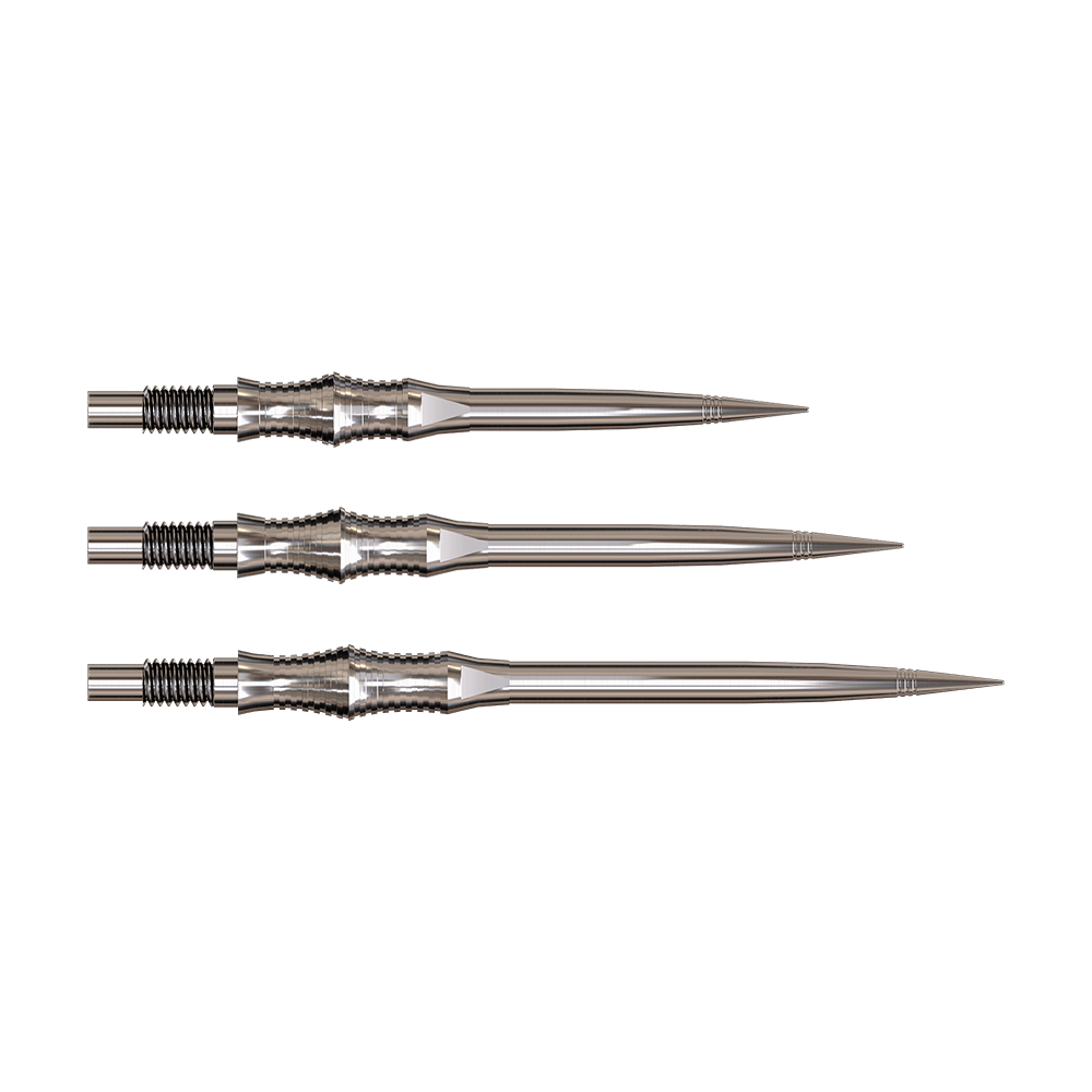 Harrows Quick Point Apex Spire Elite Series Dartspitzen - Silber Das Bild zeigt Harrows Quick Point Apex Spire Elite Series Dartspitzen in Silber. Die Spitze wird einzeln präsentiert.