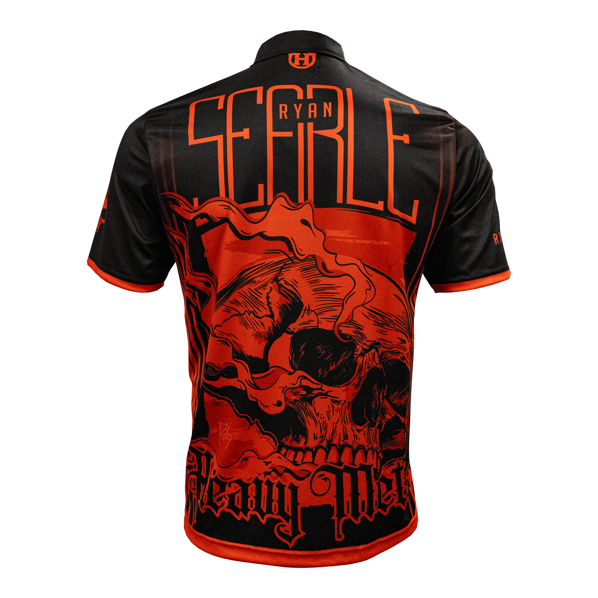 Camiseta de Ryan Searle, jugador de heavy metal de Harrow Abgebildet ist das Harrows Ryan Searle Heavy Metal Playershirt. Dieses Shirt ist für professionelle Dartspieler geeignet.