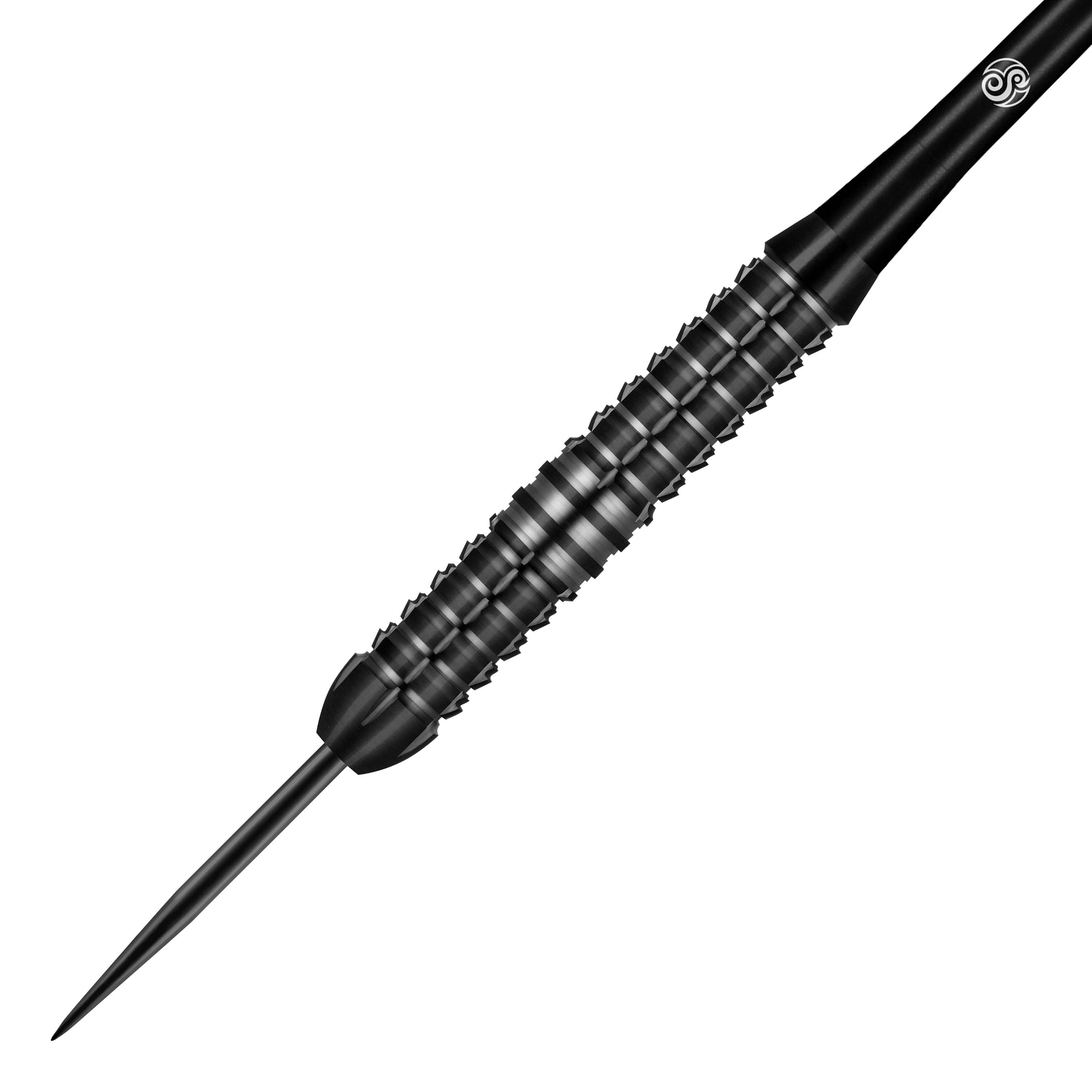Dardos de acero Shot Redline Blazed Das Bild zeigt einen schwarzen Steeldart namens "Shot Redline Blazed". Der Dart hat ein geriffeltes Griffstück für besseren Halt.