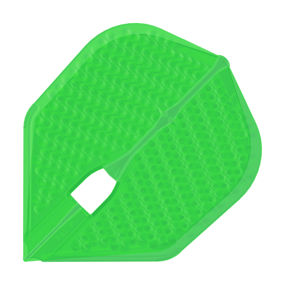 L-Style Flights Dimple Champagne L3PRO Shape Das Bild zeigt ein grünes Dartflight mit Dimple-Oberfläche in der L3PRO Shape. Es handelt sich um das Produkt "L-Style Flights Dimple Champagne".