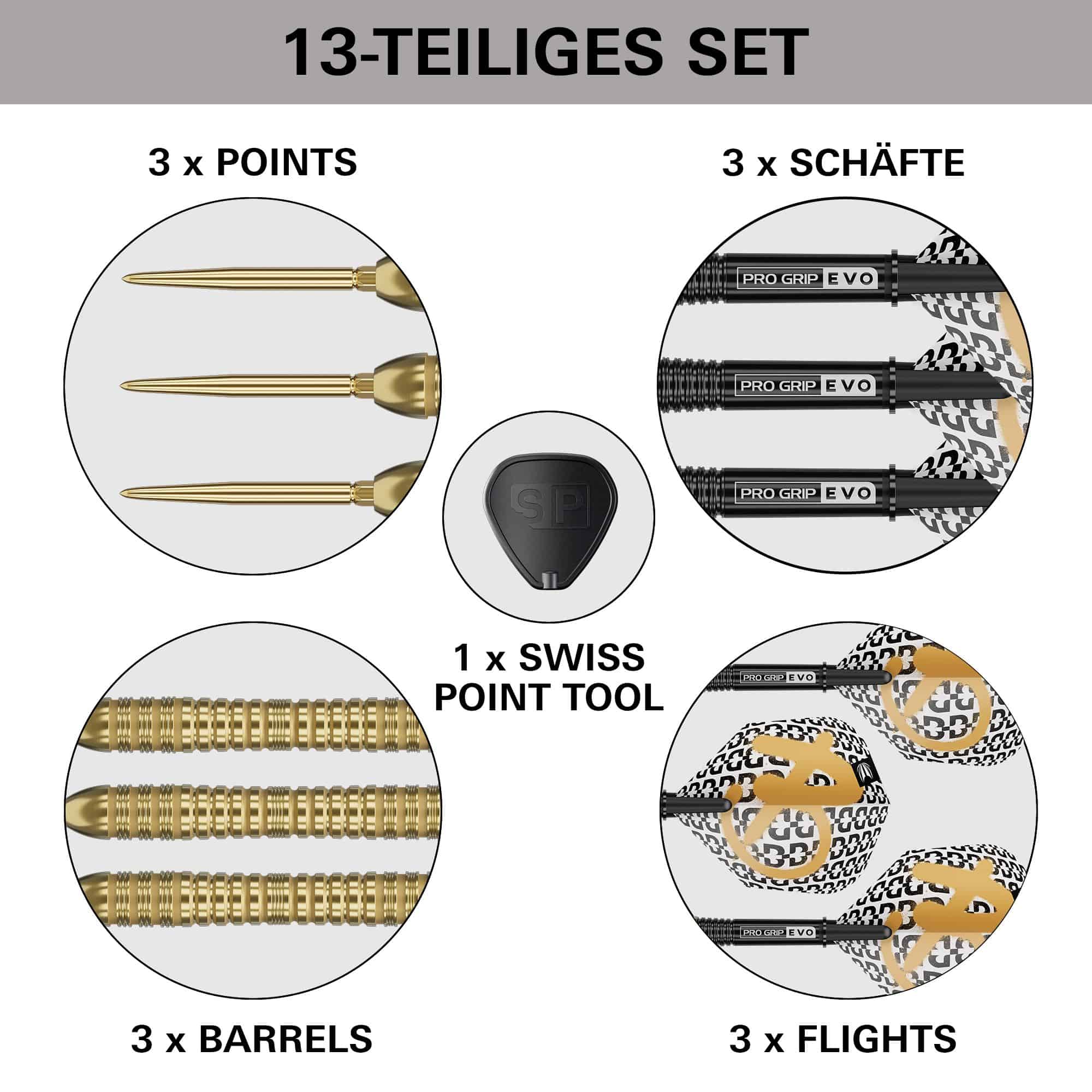 Dardos de acero Target Bolide Envy 04 Swiss Point Das Bild zeigt die Target Bolide Envy 04 Swiss Point Steeldarts. Diese Darts bieten Präzision und Qualität für das Dartspiel.