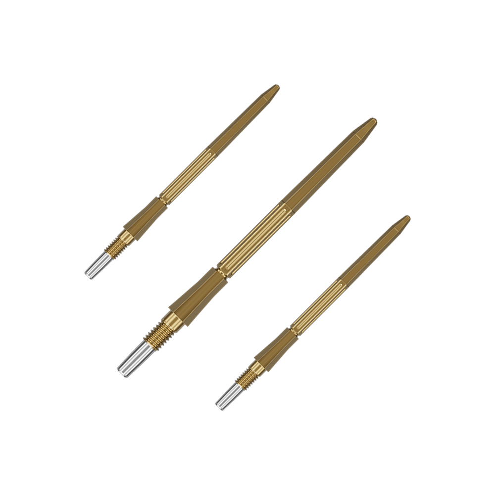 Puntas de dardo Target Elysian Archetype 43 Swiss Point de acero - Oro Das Bild zeigt ein Set goldener Dartspitzen. Es handelt sich um Target Elysian Archetype 43 SwissPoint Dartspitzen, 35 mm.