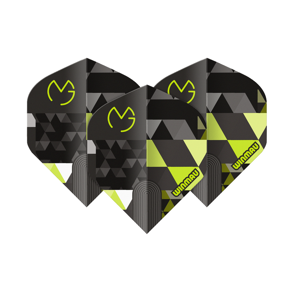 Winmau Prism Delta MvG Logo Verde N°2 Vuelos estándar Abgebildet ist Winmau Prism Delta MvG Logo Green No2 Standard Flights. Das Produkt zeigt grüne Dart-Flights mit Logo als Set.