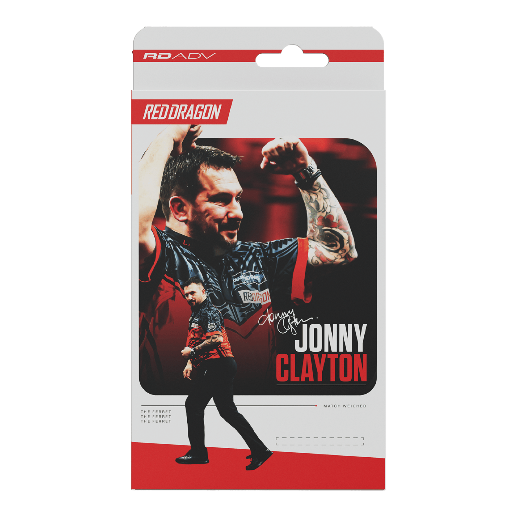 Dardos blandos Red Dragon Jonny Clayton RD-ADV - 18 g Das Bild zeigt die Red Dragon Jonny Clayton RD-ADV Softdarts - 18g. Ein Softdart ist aus einer leicht anderen Perspektive zu sehen.