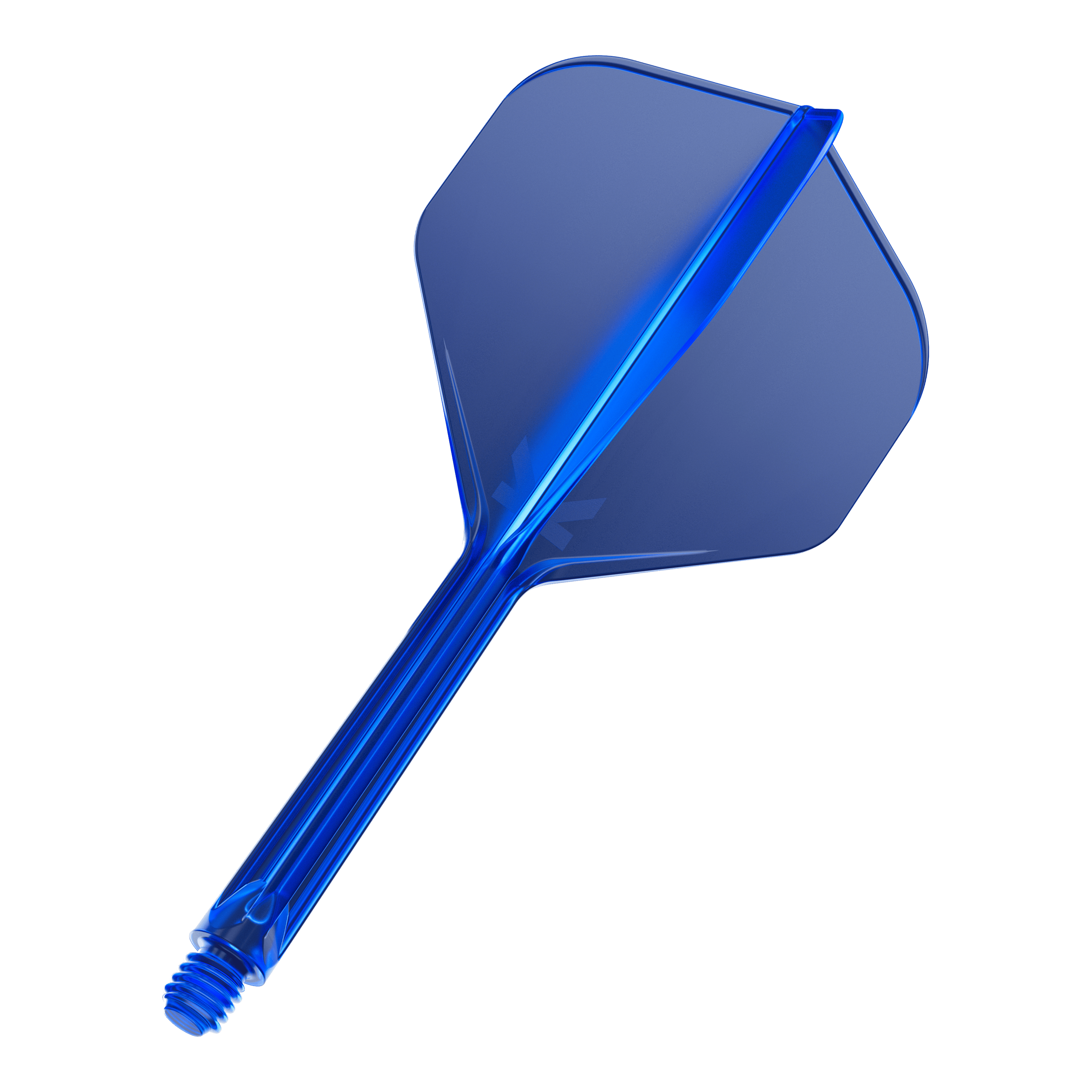 Sistema de vuelo estándar Target K-Flex No2 - Azul Das Bild zeigt einen blauen Dart-Flight mit integriertem Schaft. Der Flight ist durchsichtig und besitzt eine Standardform.