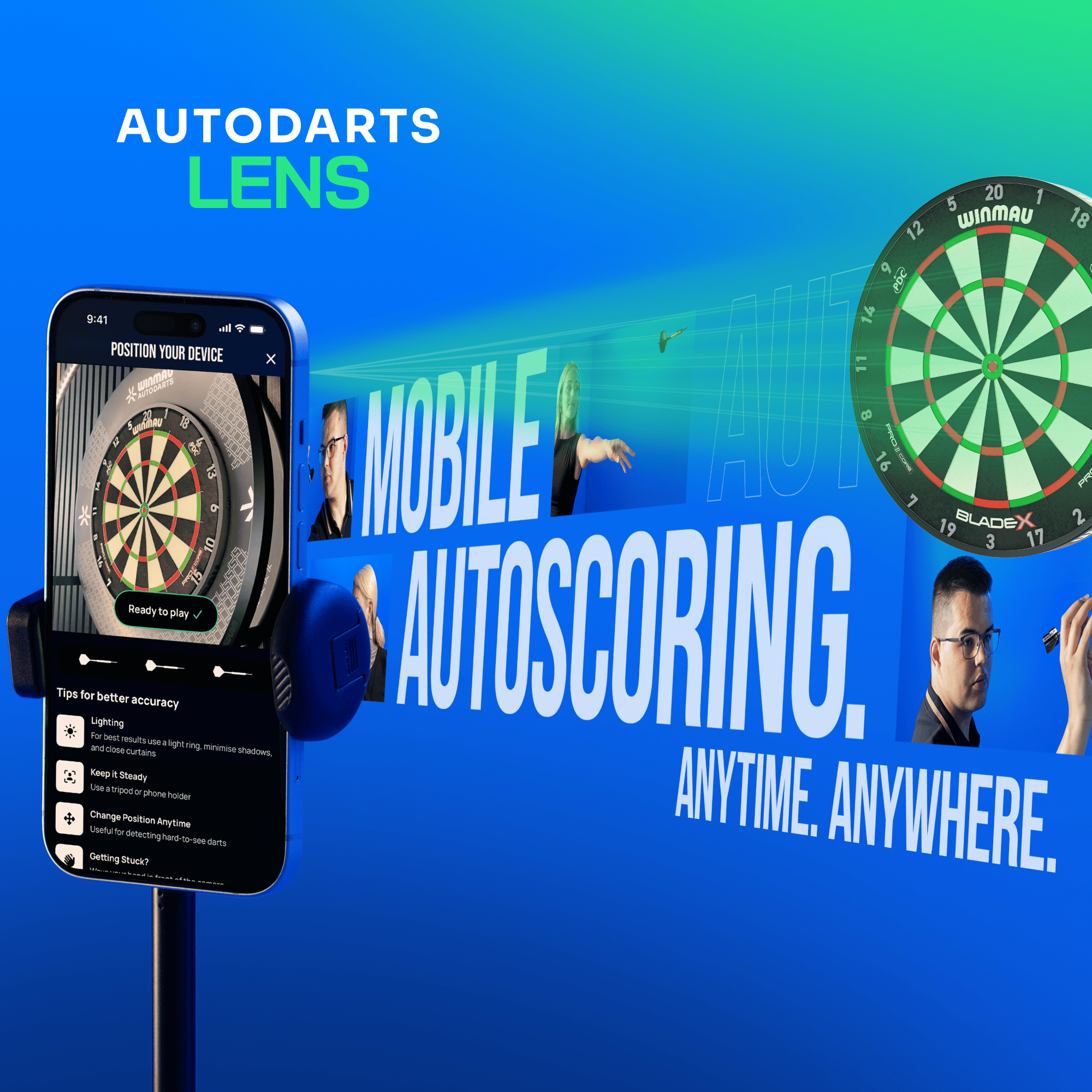 Paquete que incluye soporte para dispositivos Winmau y suscripción de 12 meses.