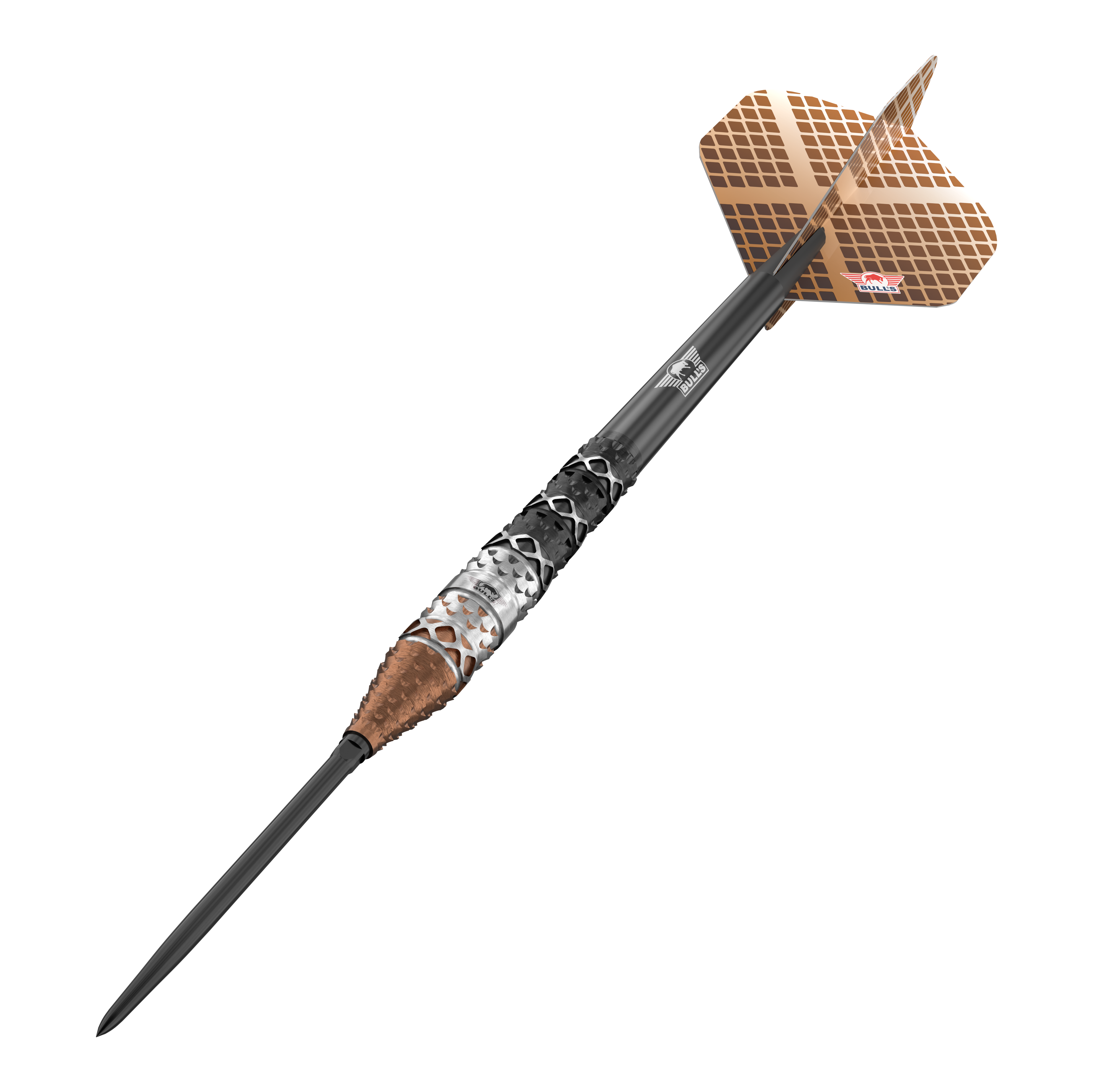 Abgebildet sind die Bulls NL Max Hopp 95% Convertible Points Steeldarts mit innovativem Spitzenwechsel-System. Das Produkt besticht durch Präzision und modernes Design.