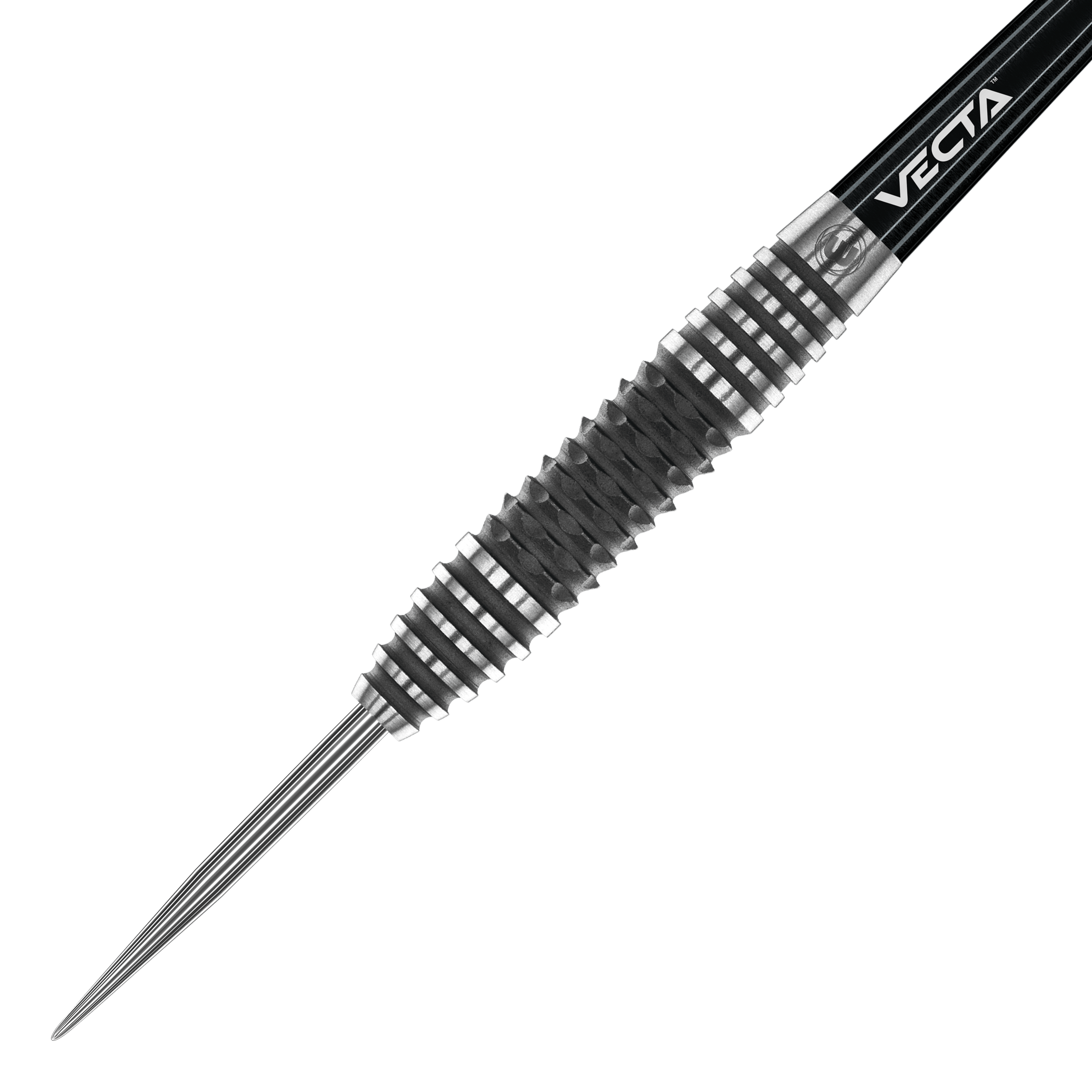 Dardos de acero Winmau Kairos 01 Das Bild zeigt einen Winmau Kairos 01 Steeldart mit einer markanten, geriffelten Oberfläche. Die hochwertige Verarbeitung und das moderne Design sind deutlich zu erkennen.
